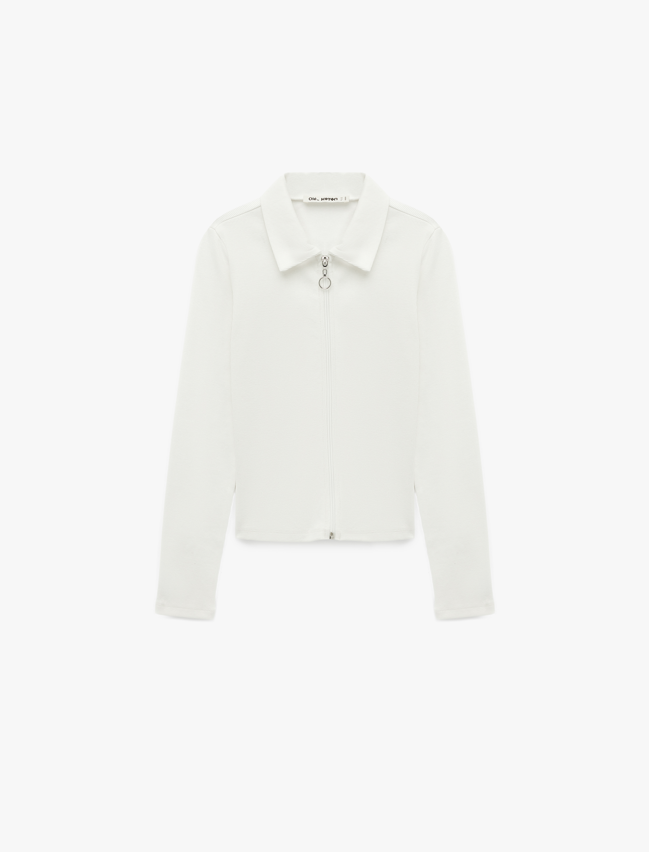   Pamuklu Slim Fit Fermuarlı Uzun Kollu Kaşkorse Polo Yaka Tişört