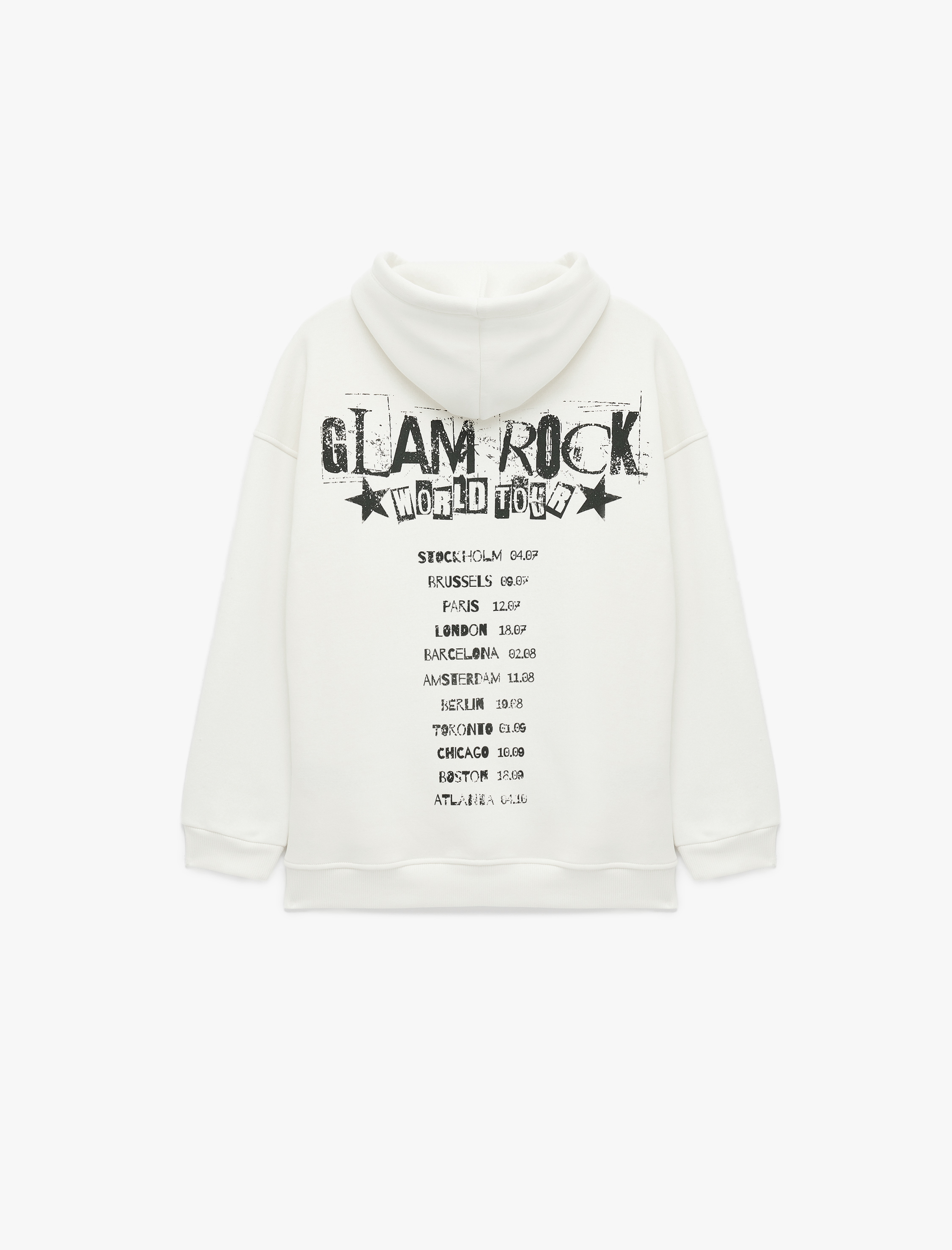   Rahat Kalıp Arkası Baskılı Şardonlu Kapüşonlu Sweatshirt