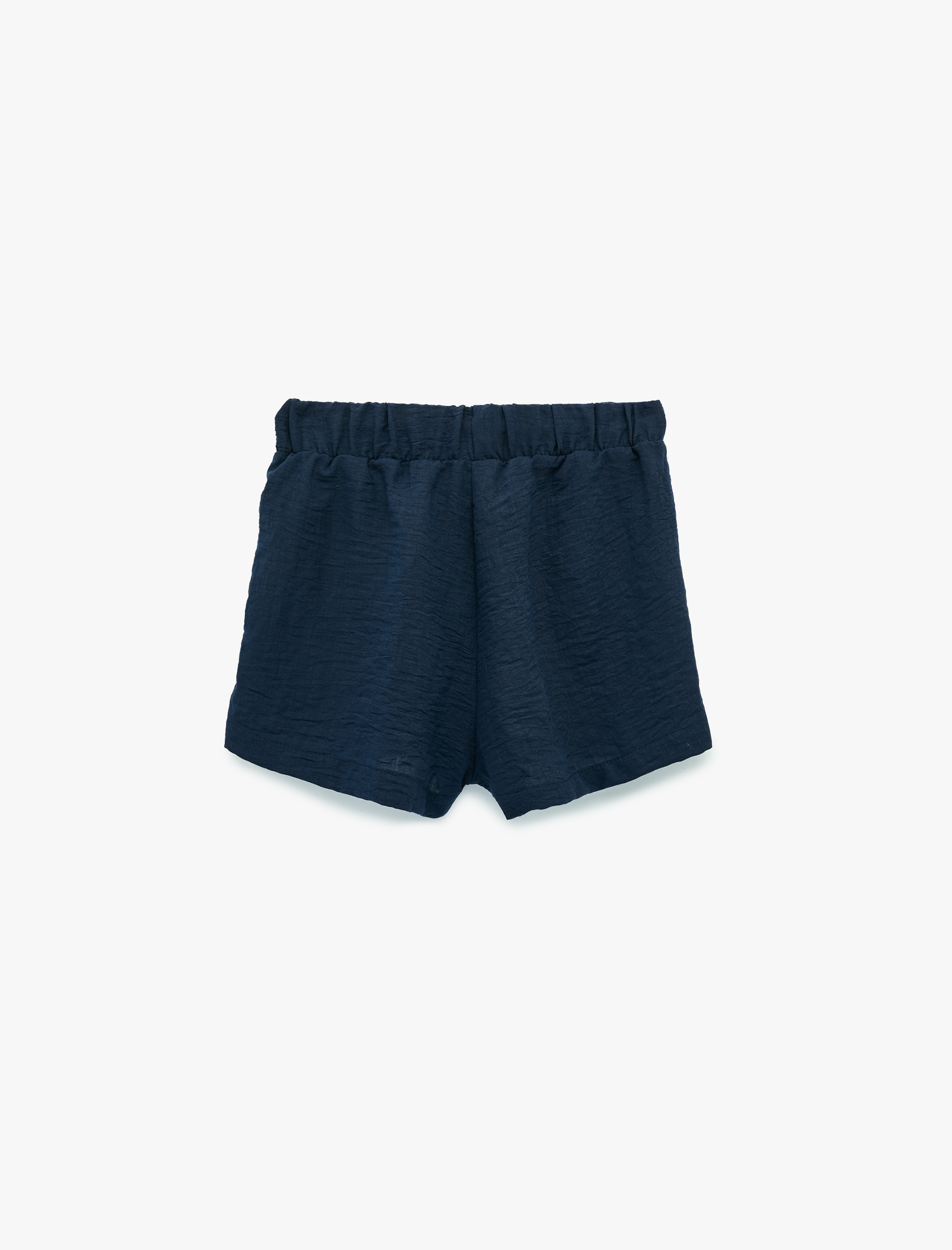   Keten Görünümlü Beli Bağcıklı Mini Mikro Şort