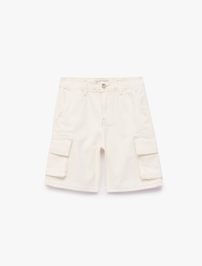 Erkek Çocuk Pamuklu Loose Fit Cep Detaylı Kargo Şort