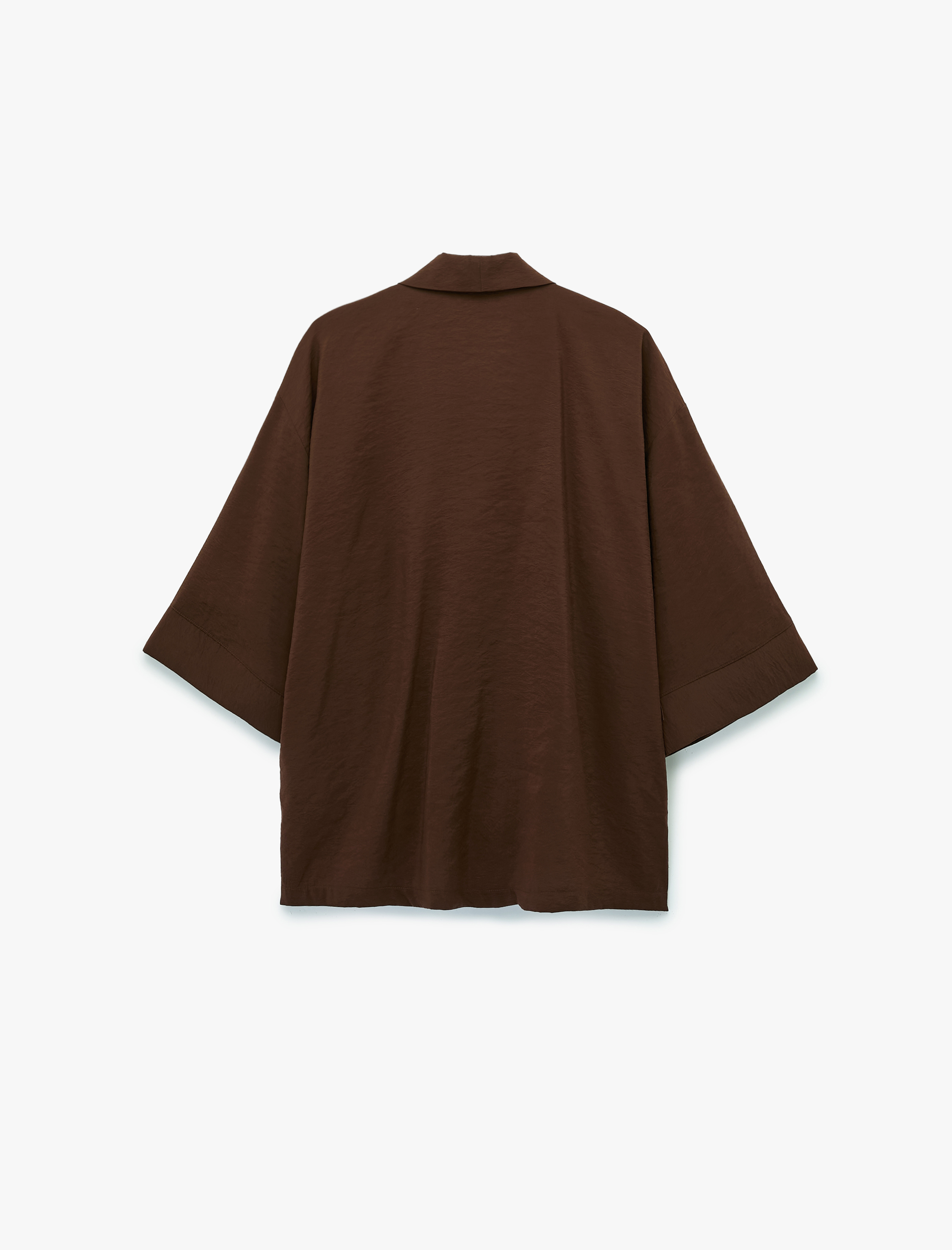   Modal Kumaş Şal Yaka Cepli Uzun Kollu Kimono Ceket