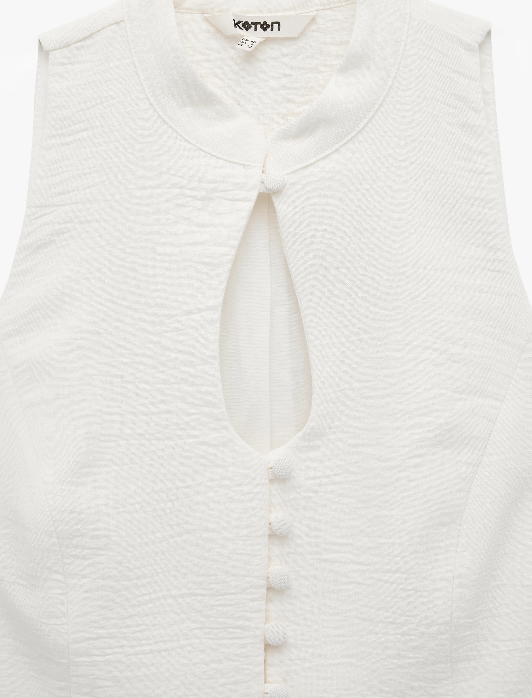   Keten Görünümlü Slim Fit Düğmeli Qipao Dik Yaka Yelek