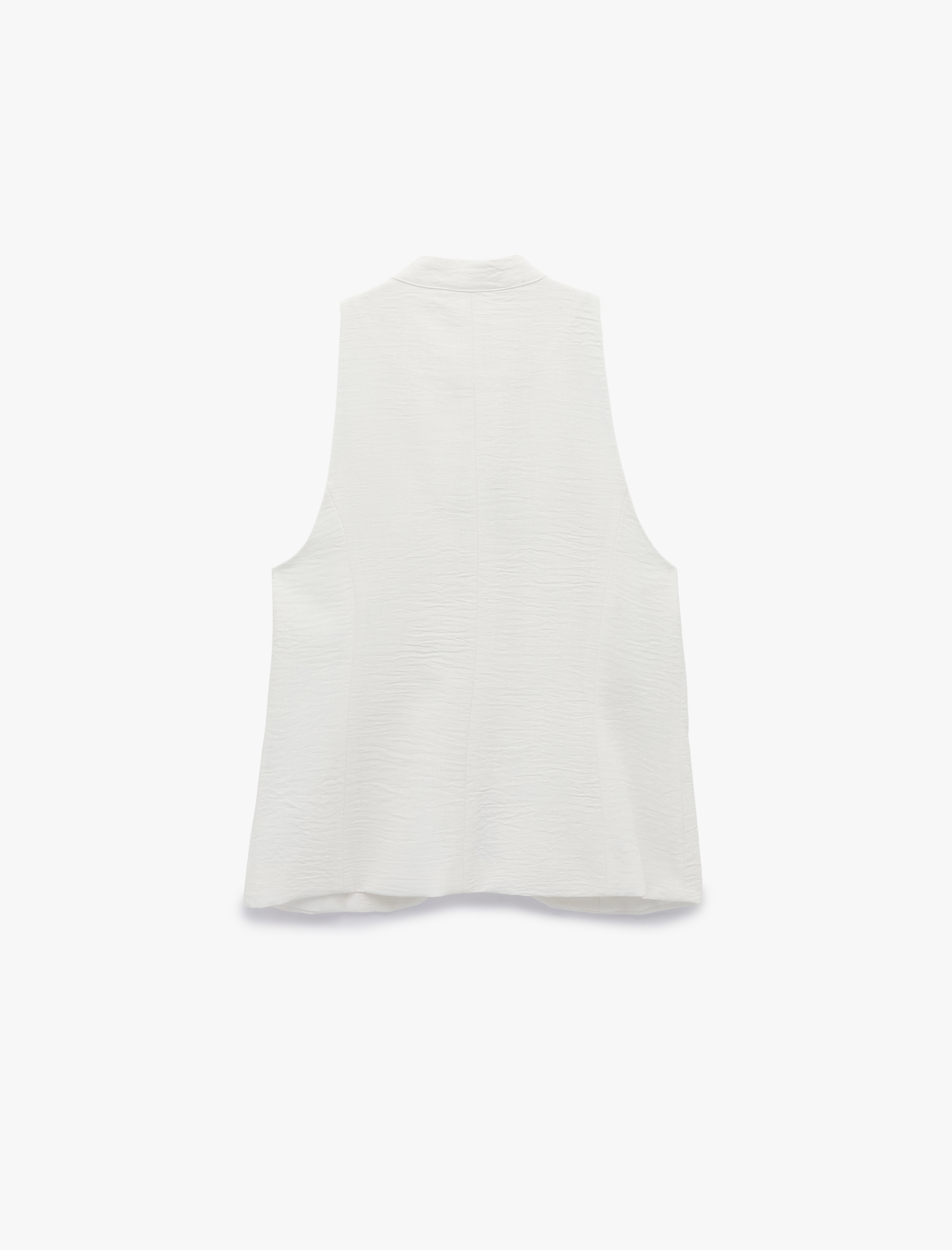   Keten Görünümlü Slim Fit Düğmeli Qipao Dik Yaka Yelek