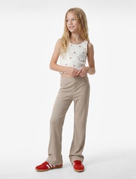 İnterlok Viskon Karışımlı Slim Fit Normal Bel İspanyol Paça Tayt