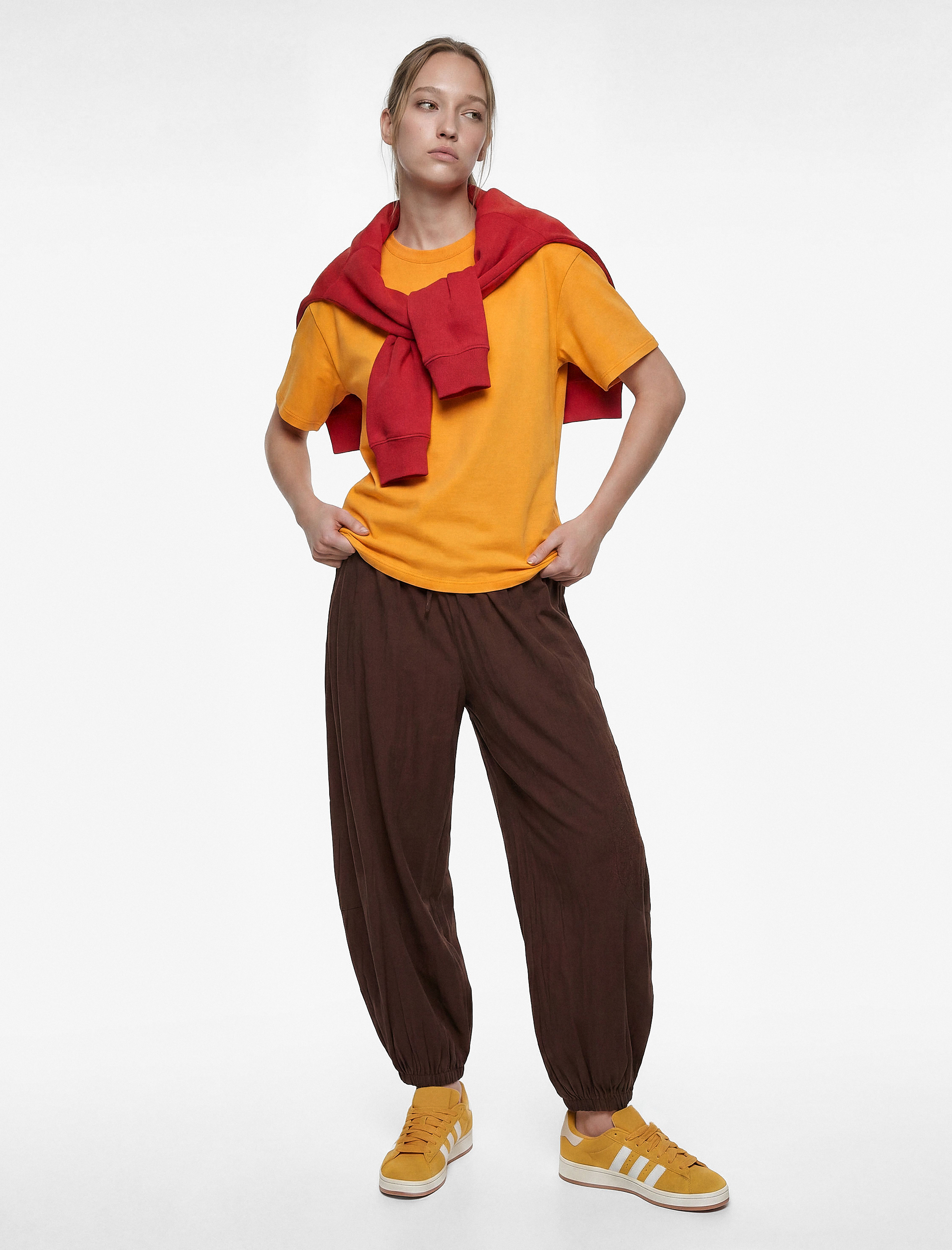   Viskon Rahat Kalıp Beli Lastikli Balon Form Barrel Pantolon