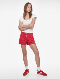 Cep Detaylı Normal Bel Pamuklu Slim Fit Mini Şort