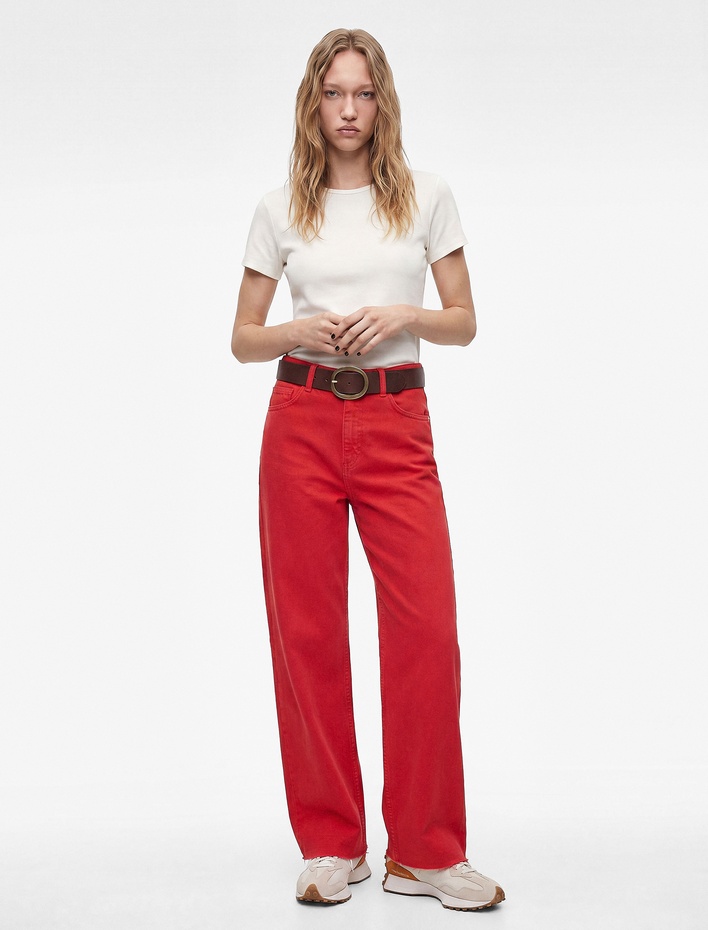  Normal Bel Rahat Kalıp Kesik Paça Jean Pantolon - Culoette Jean