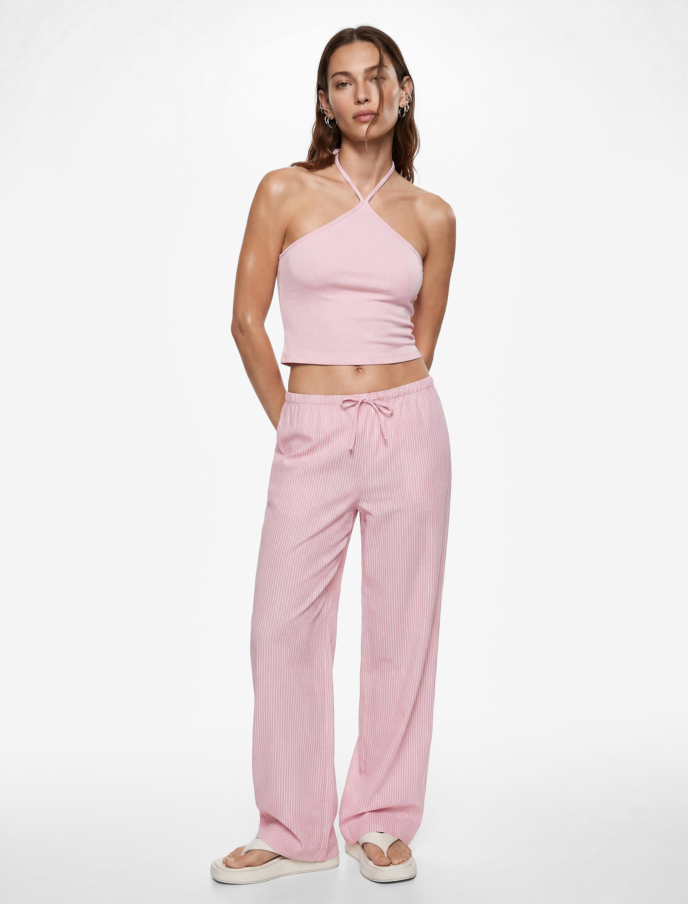   Koton X Sibil Çetinkaya - Slim Fit Boyundan Bağlamalı Halter Yaka Top