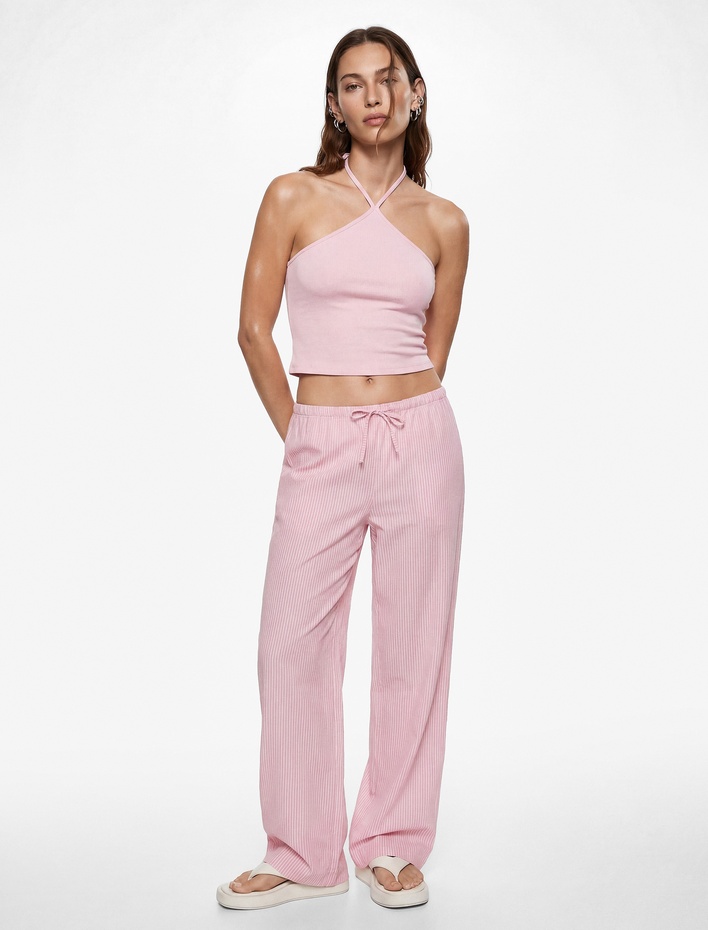  Koton X Sibil Çetinkaya - Slim Fit Boyundan Bağlamalı Halter Yaka Top