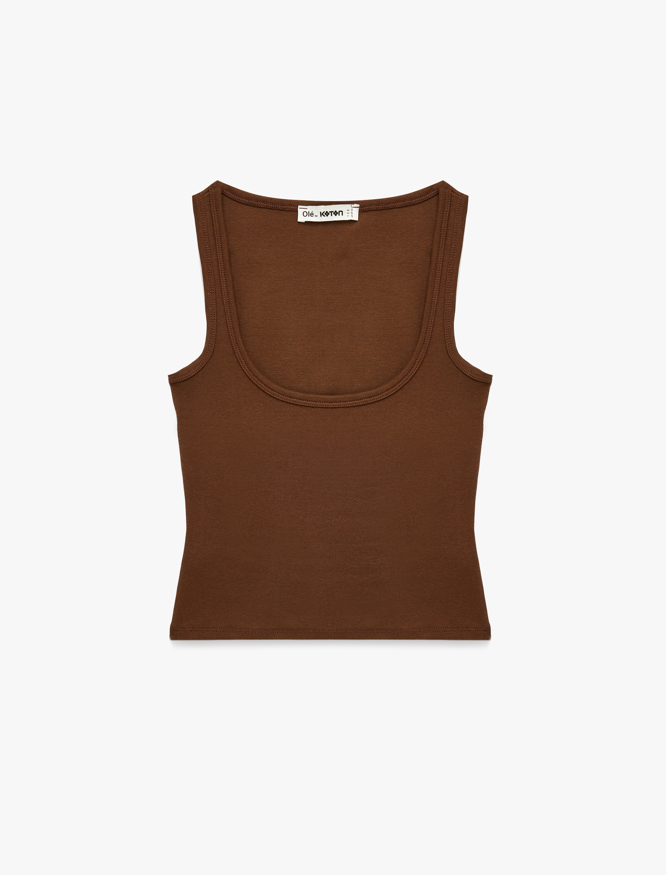   Modal Karışımlı Slim Fit Kare Yaka Kolsuz Bluz