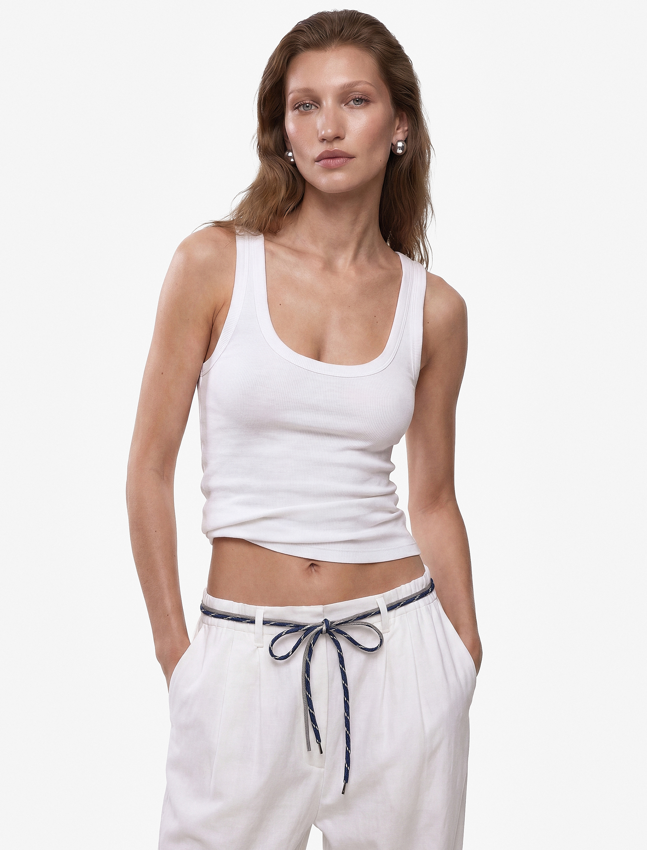   Pamuklu Slim Fit U Yaka Ribanalı Atlet Bluz