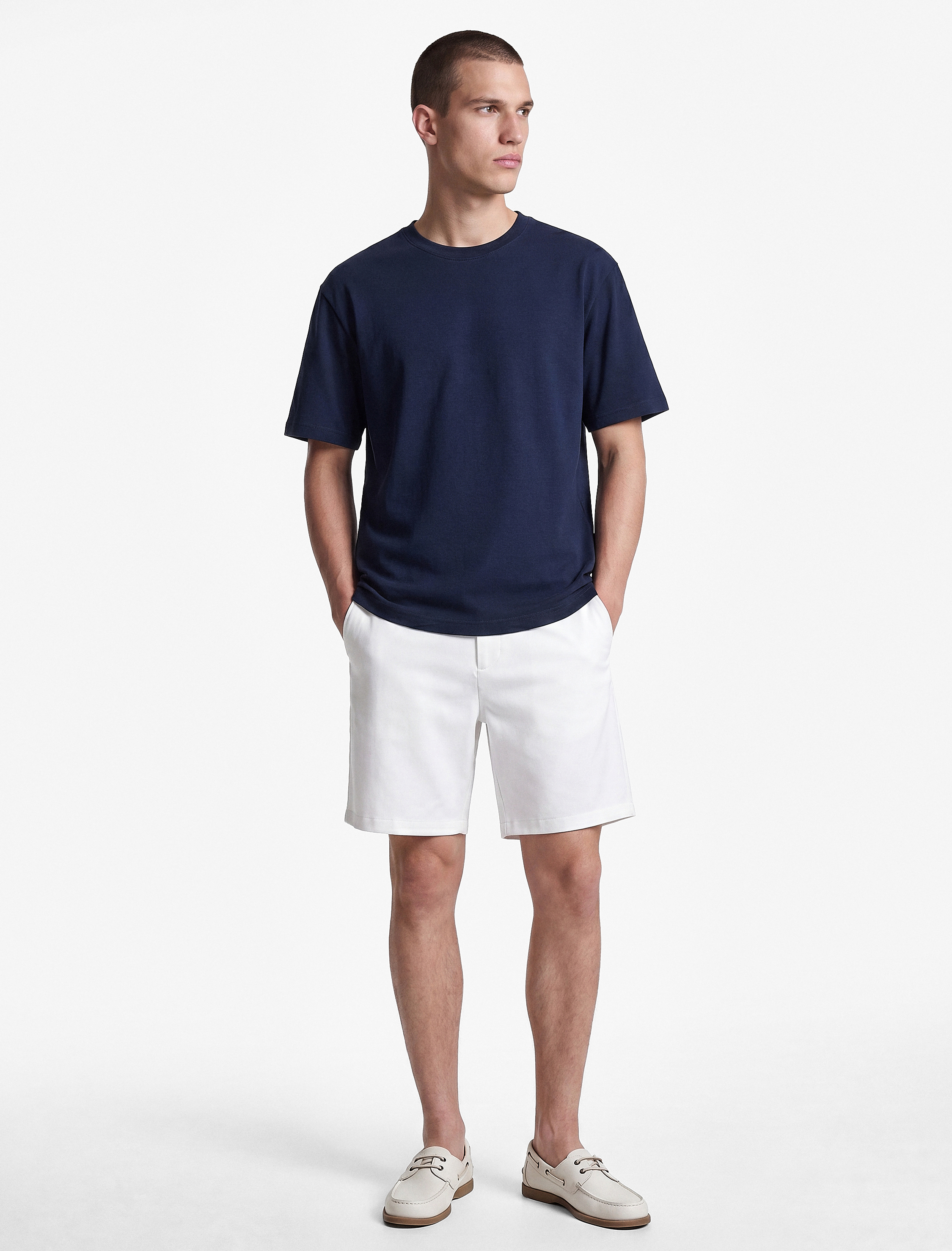   Pamuklu Kısa Kollu Bisiklet Yaka Basic Oversize Tişört