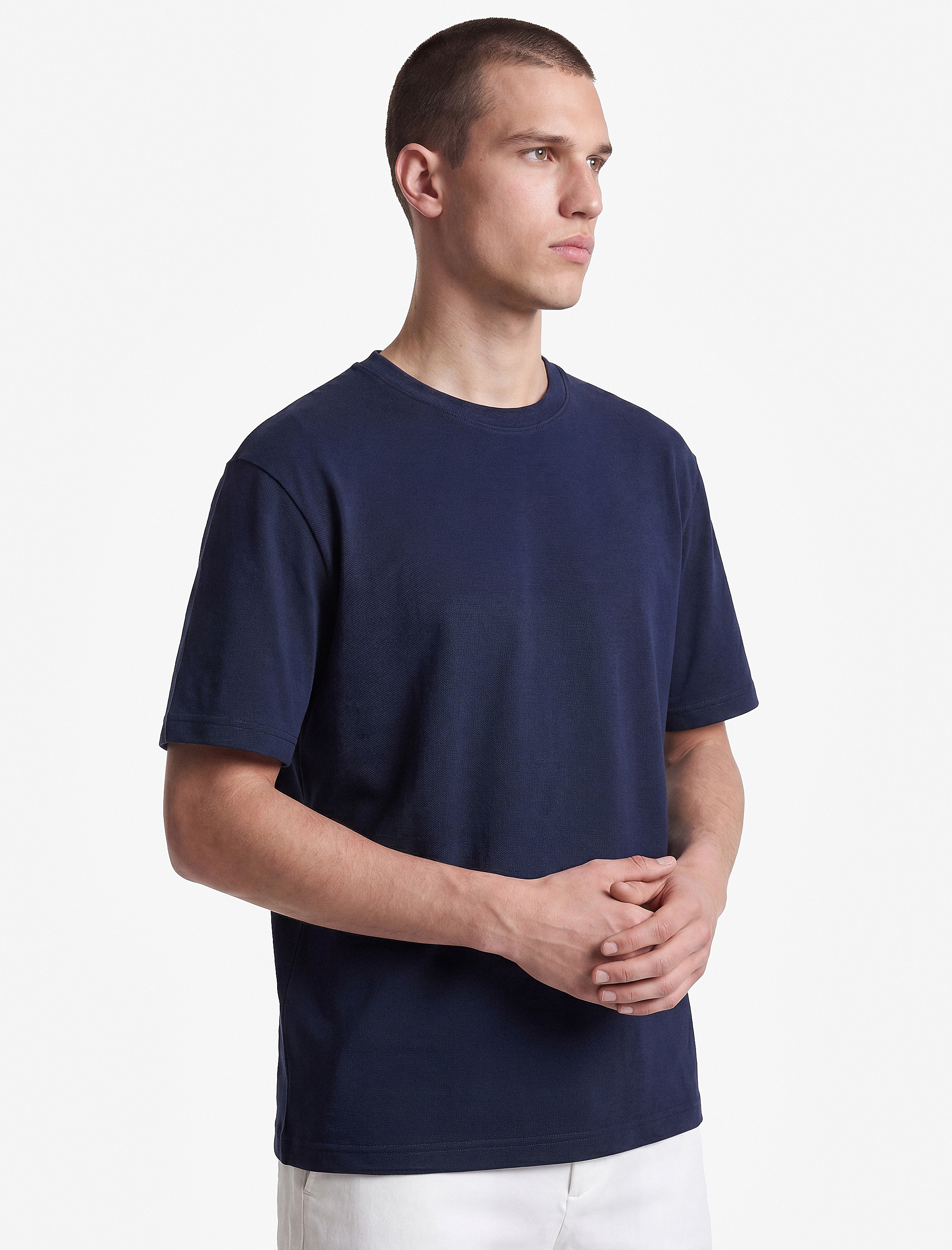   Pamuklu Kısa Kollu Bisiklet Yaka Basic Oversize Tişört