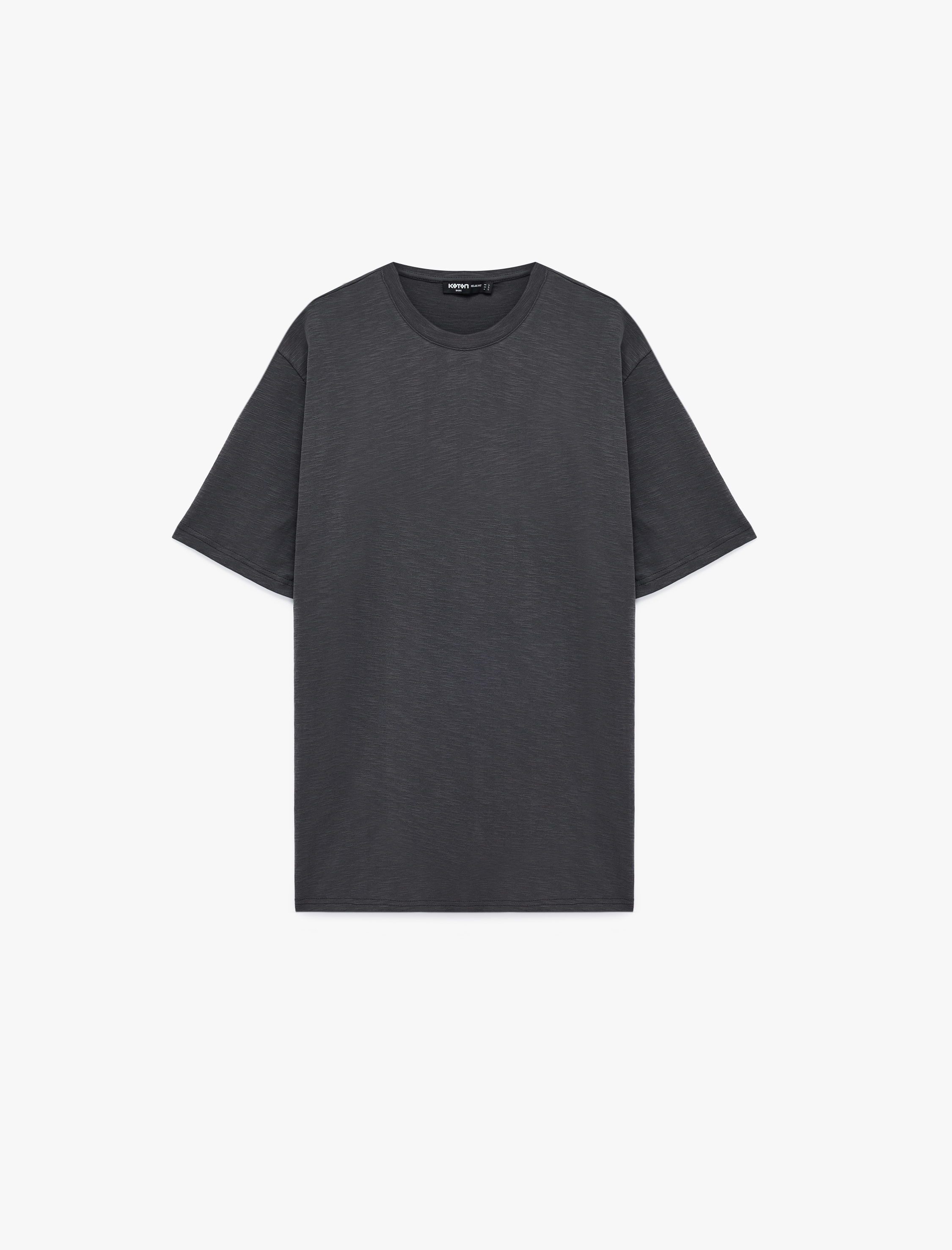   Pamuklu Kısa Kollu Bisiklet Yaka Basic Oversize Tişört