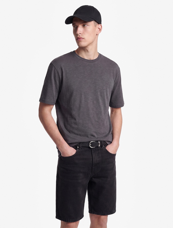  Pamuklu Kısa Kollu Bisiklet Yaka Basic Oversize Tişört