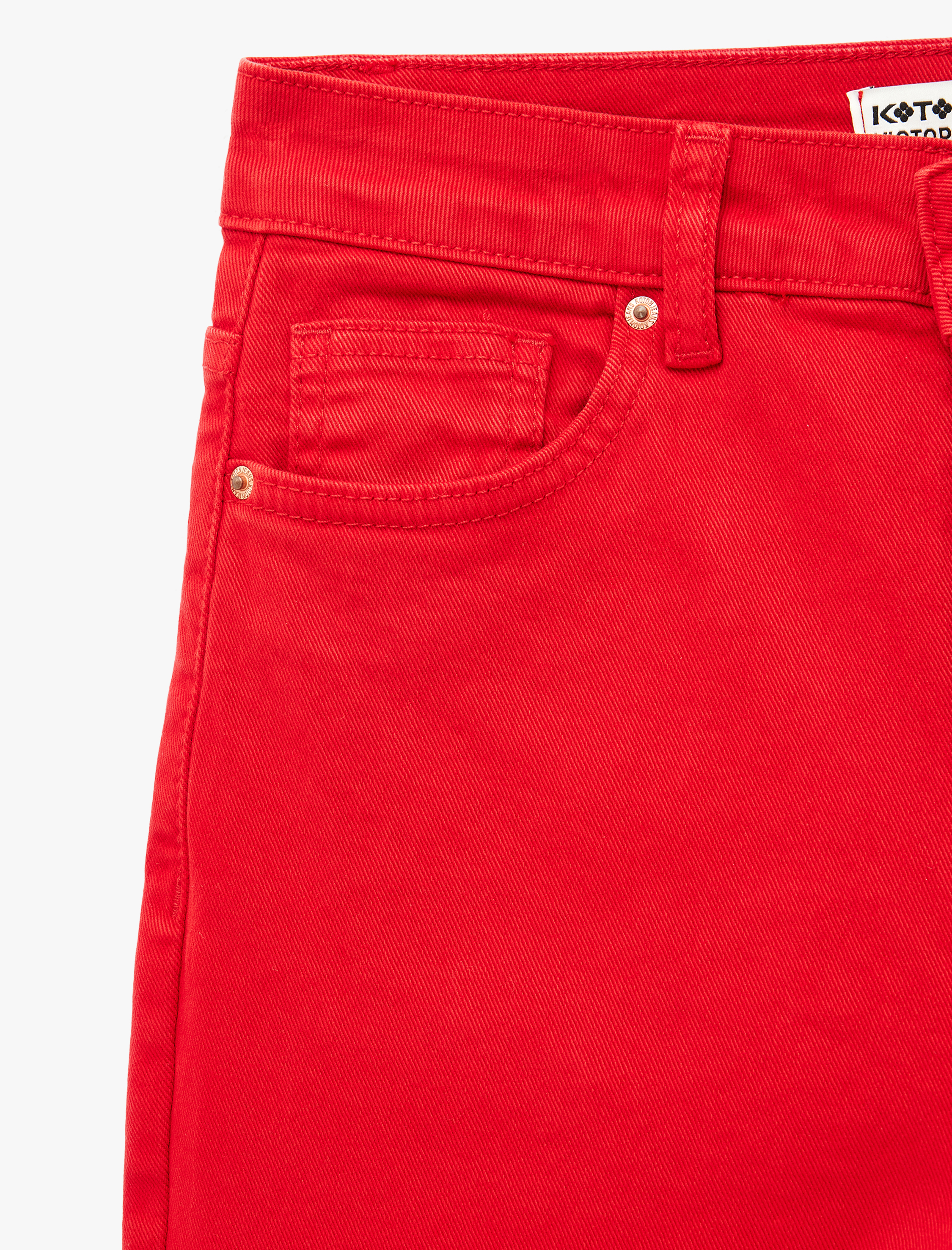   Pamuklu Cepli Düğmeli İspanyol Paça Crop Jean Pantolon -  Kick Flare Jeans
