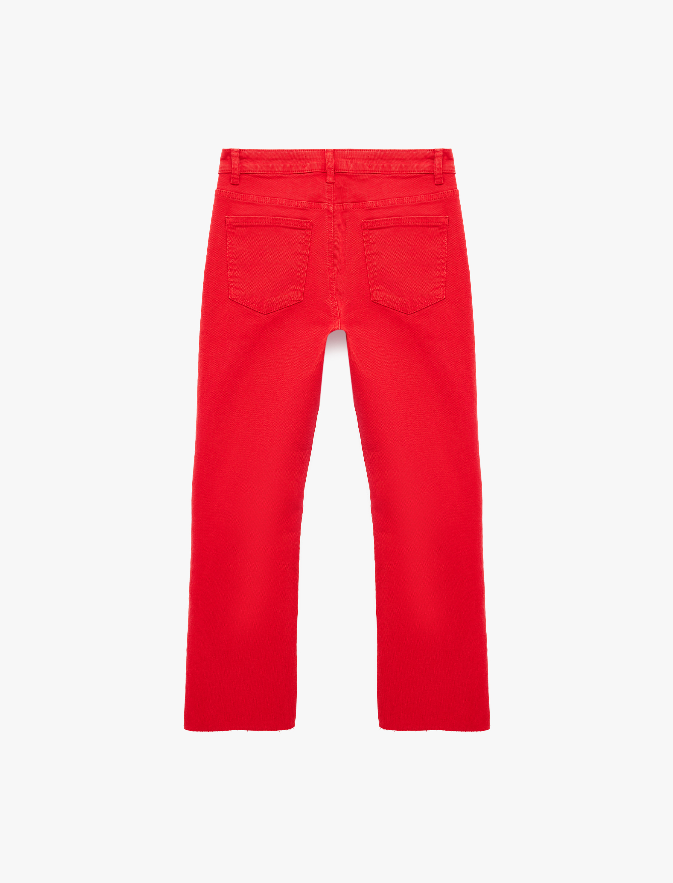   Pamuklu Cepli Düğmeli İspanyol Paça Crop Jean Pantolon -  Kick Flare Jeans