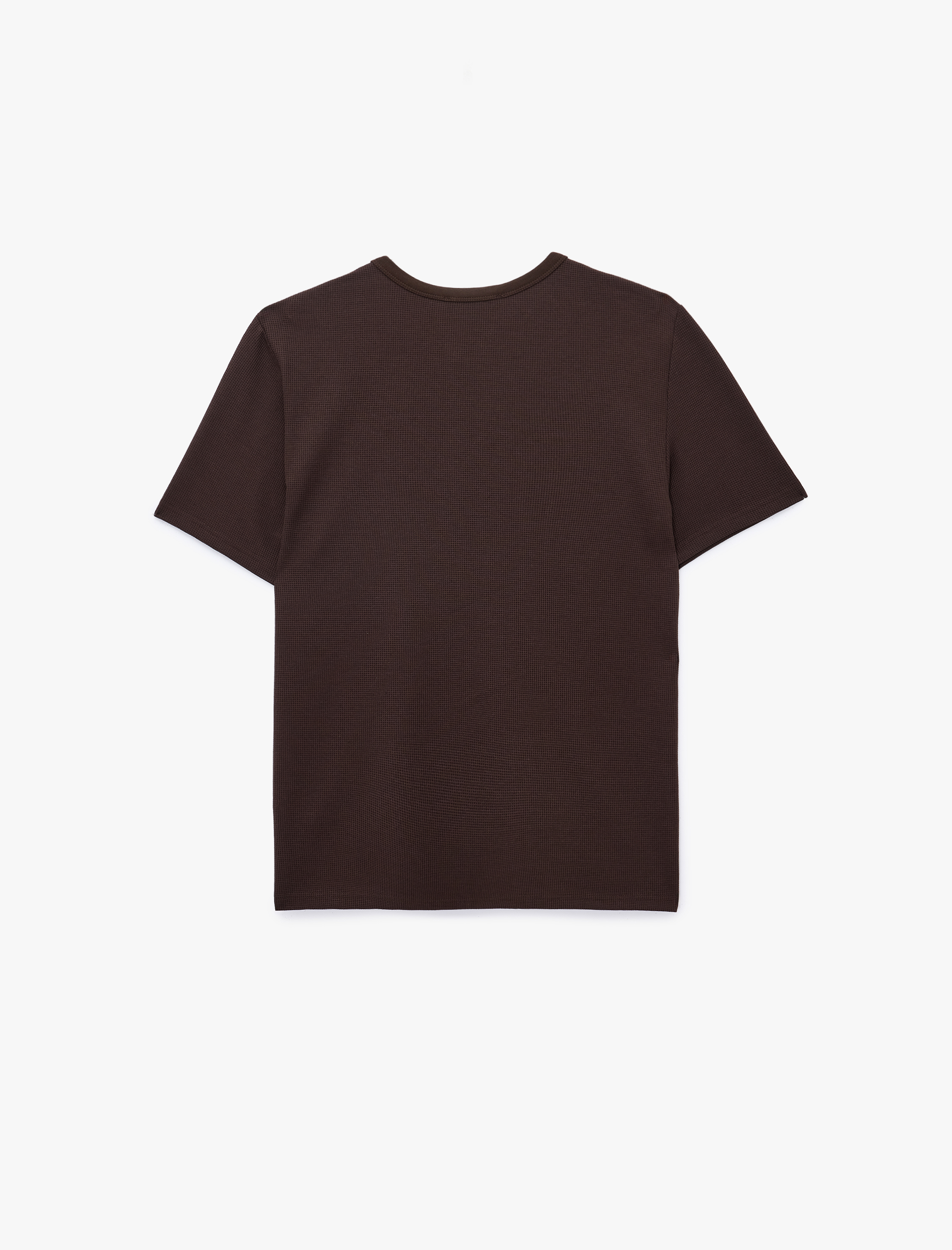   Regular Fit Waffle Dokulu Kısa Kollu Düğmeli Henley Yaka Tişört