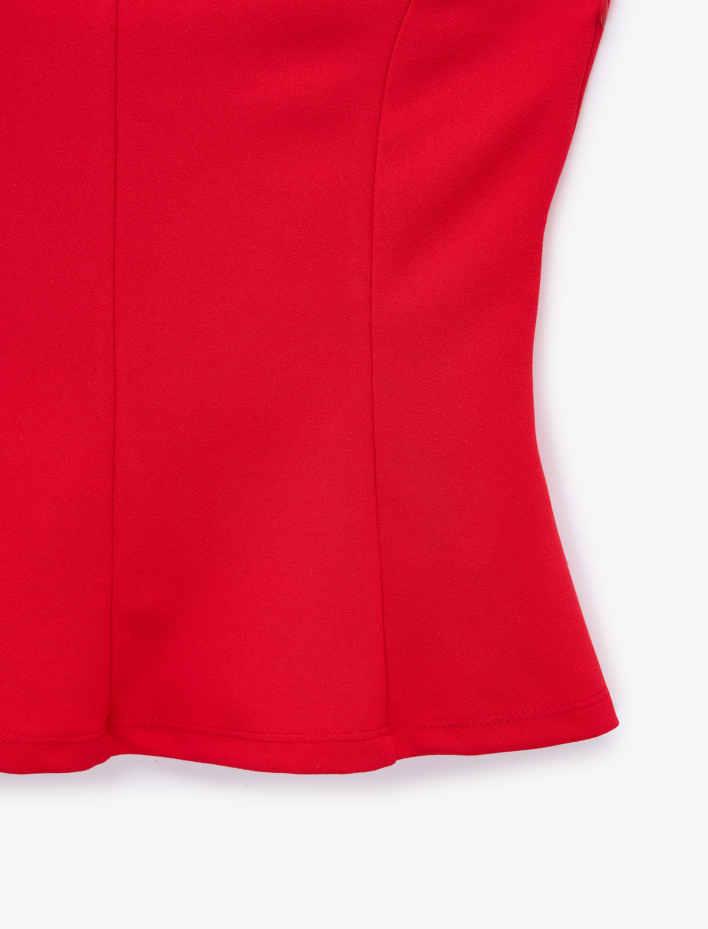   Slim Fit Bel Vurgulu Halter Yaka Kolsuz Peplum Bluz