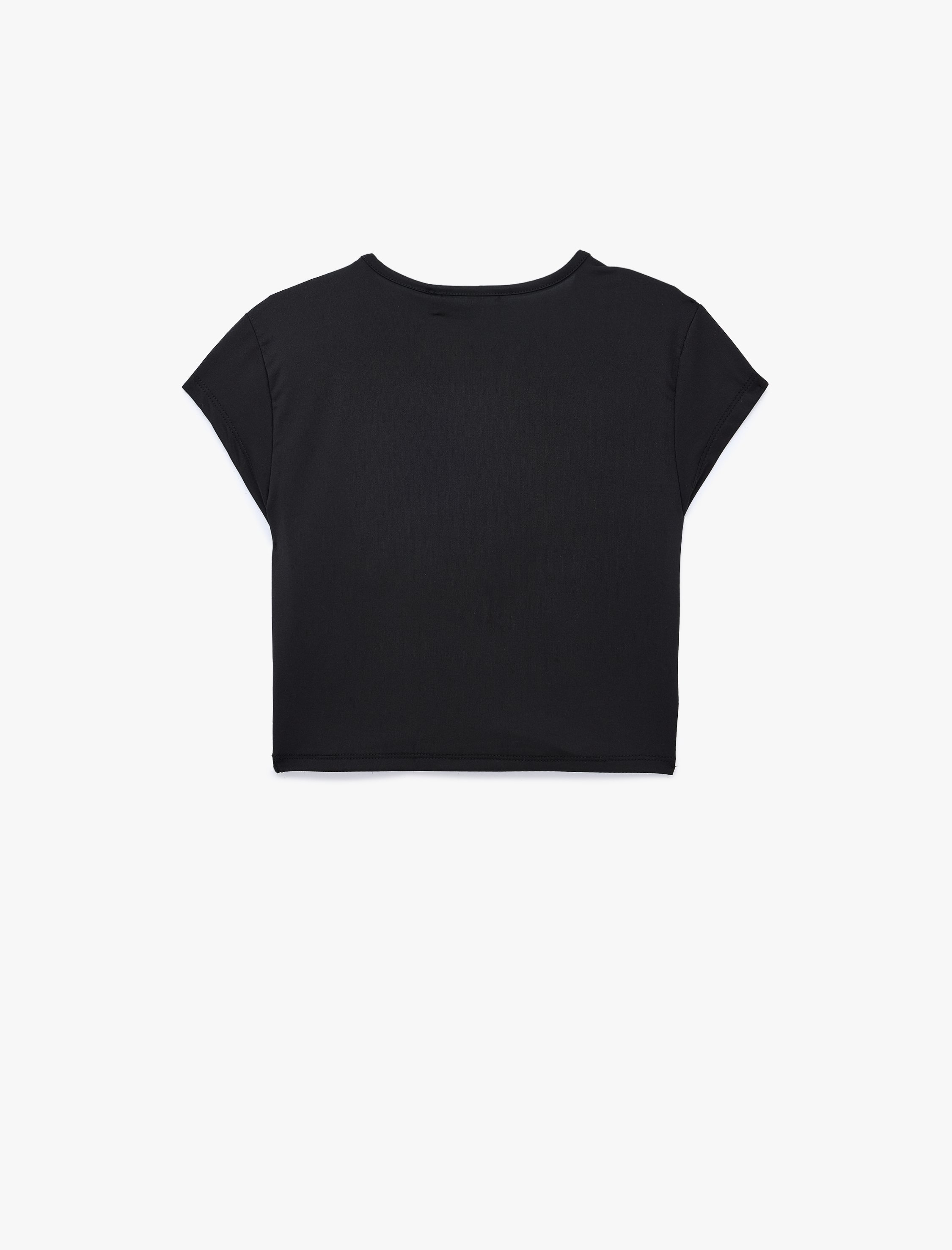   Slim Fit Kısa Kollu Bisiklet Yaka Crop Spor Tişört