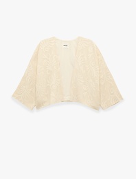 Koton X Melis Ağazat - Pamuklu Floral Dokulu İşlemeli Kısa Kimono
