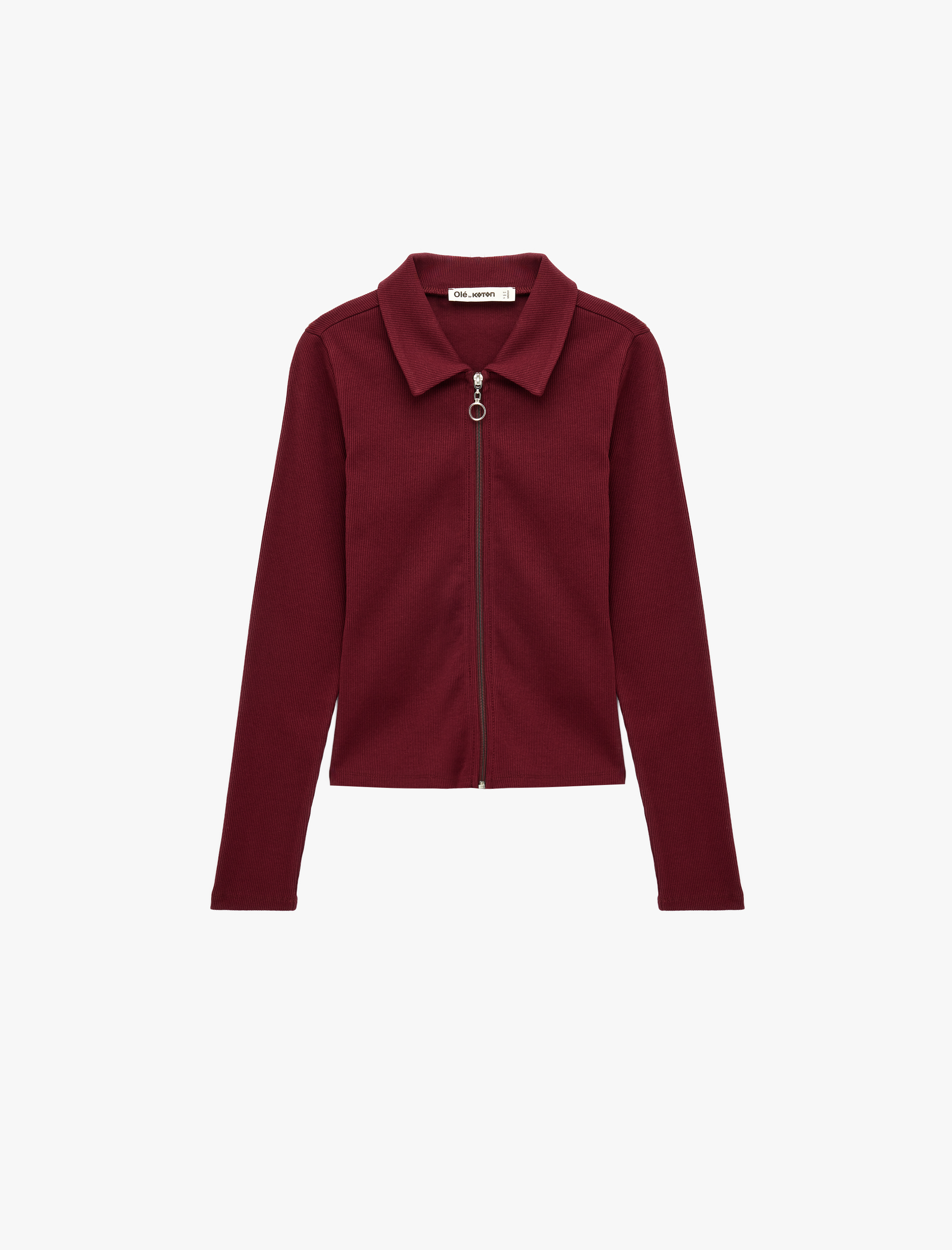   Pamuklu Slim Fit Fermuarlı Uzun Kollu Kaşkorse Polo Yaka Tişört