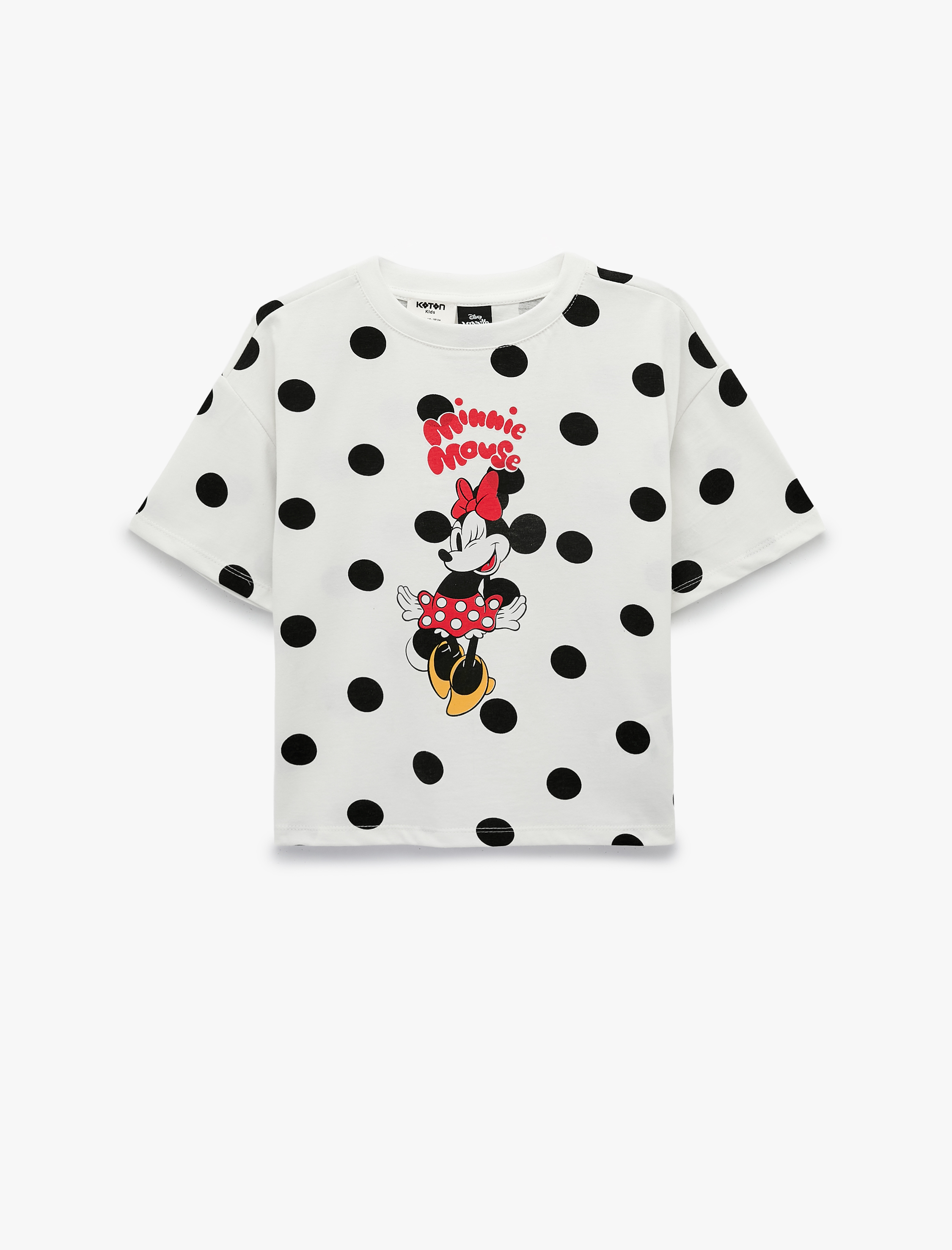 Kız Çocuk Minnie Mouse Baskılı Pamuklu Bisiklet Yaka Lisanslı Tişört