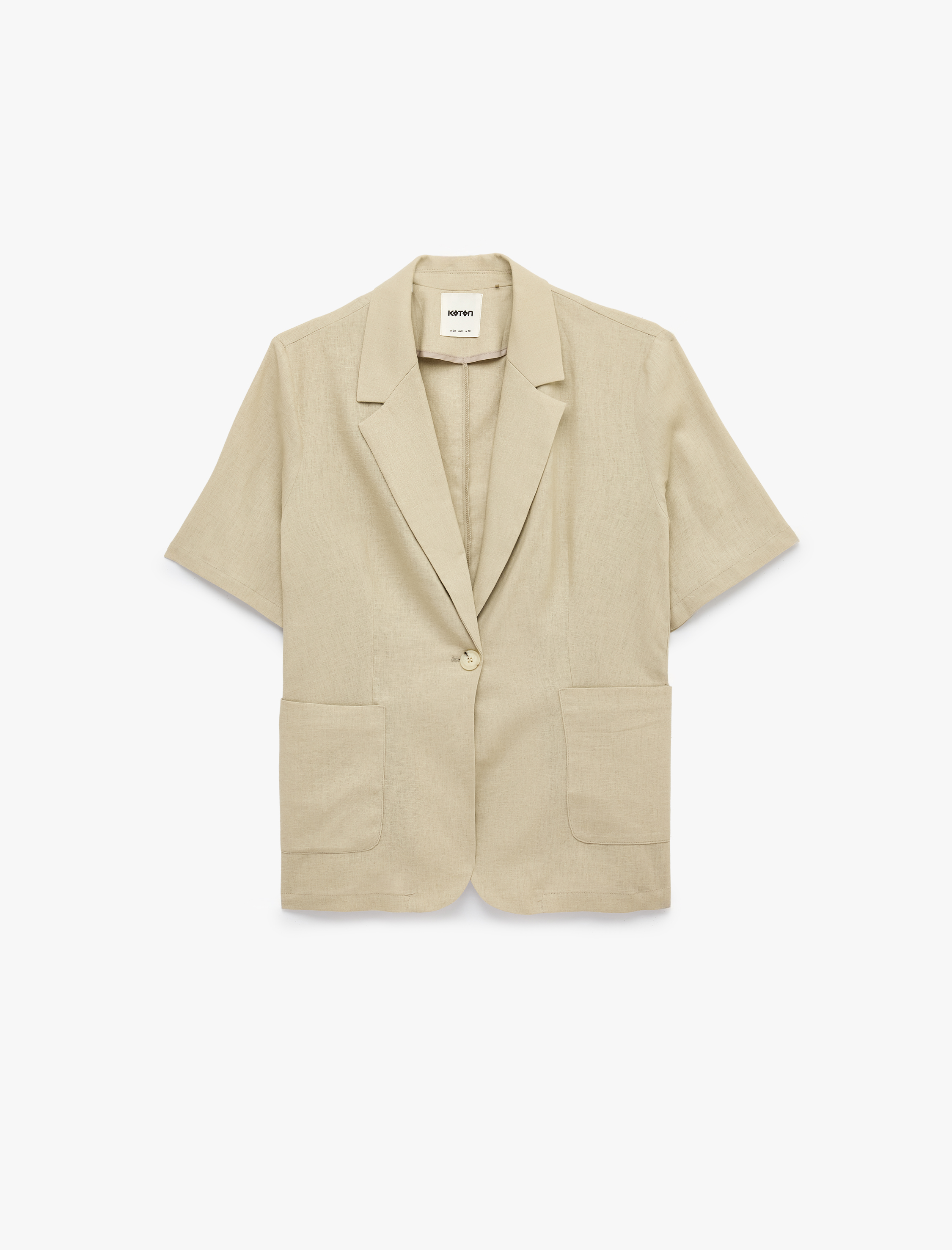   Cepli Kısa Kollu Keten Blazer Ceket
