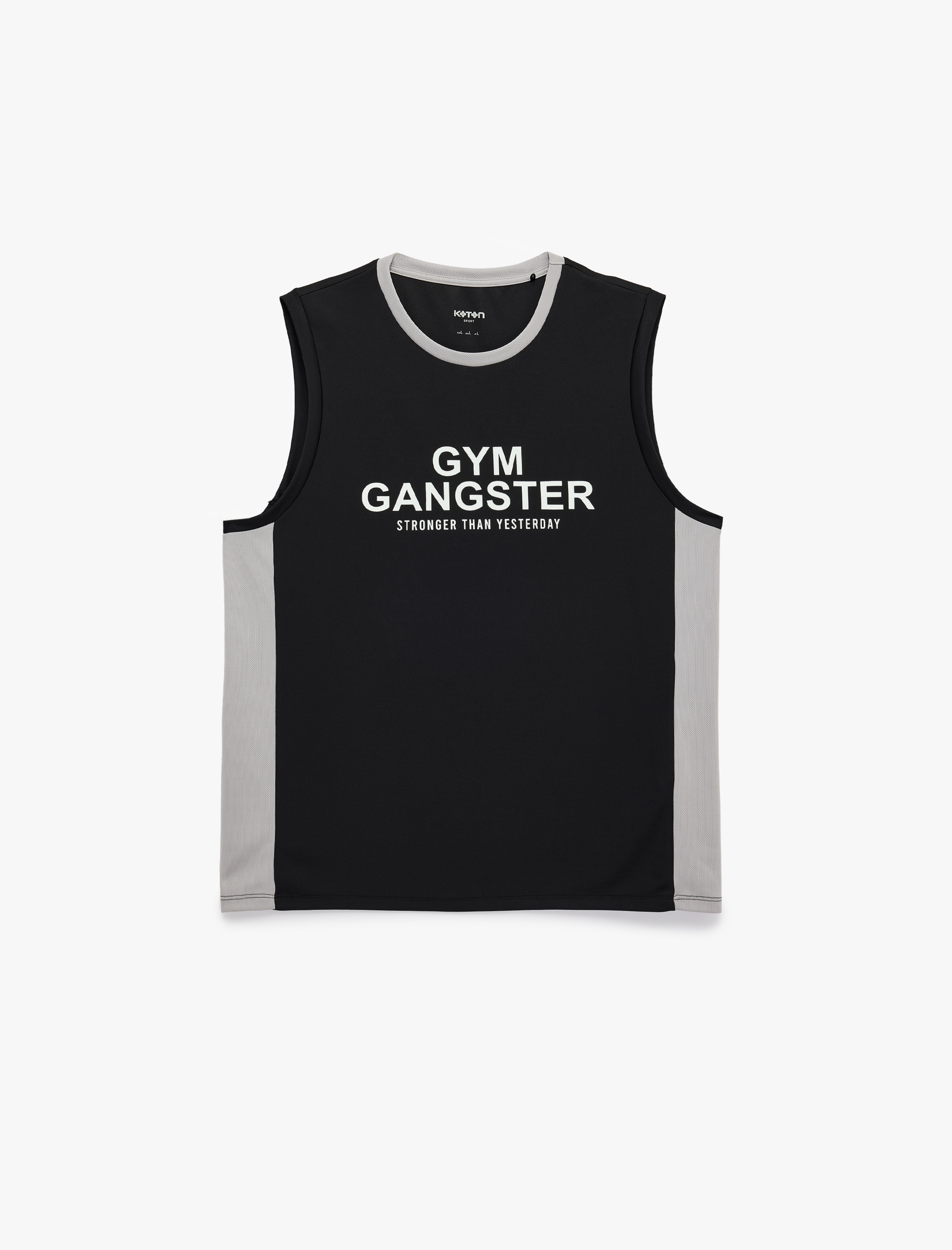   Regular Fit Renk Bloklu Kolsuz Bisiklet Yaka Baskılı Spor Atlet