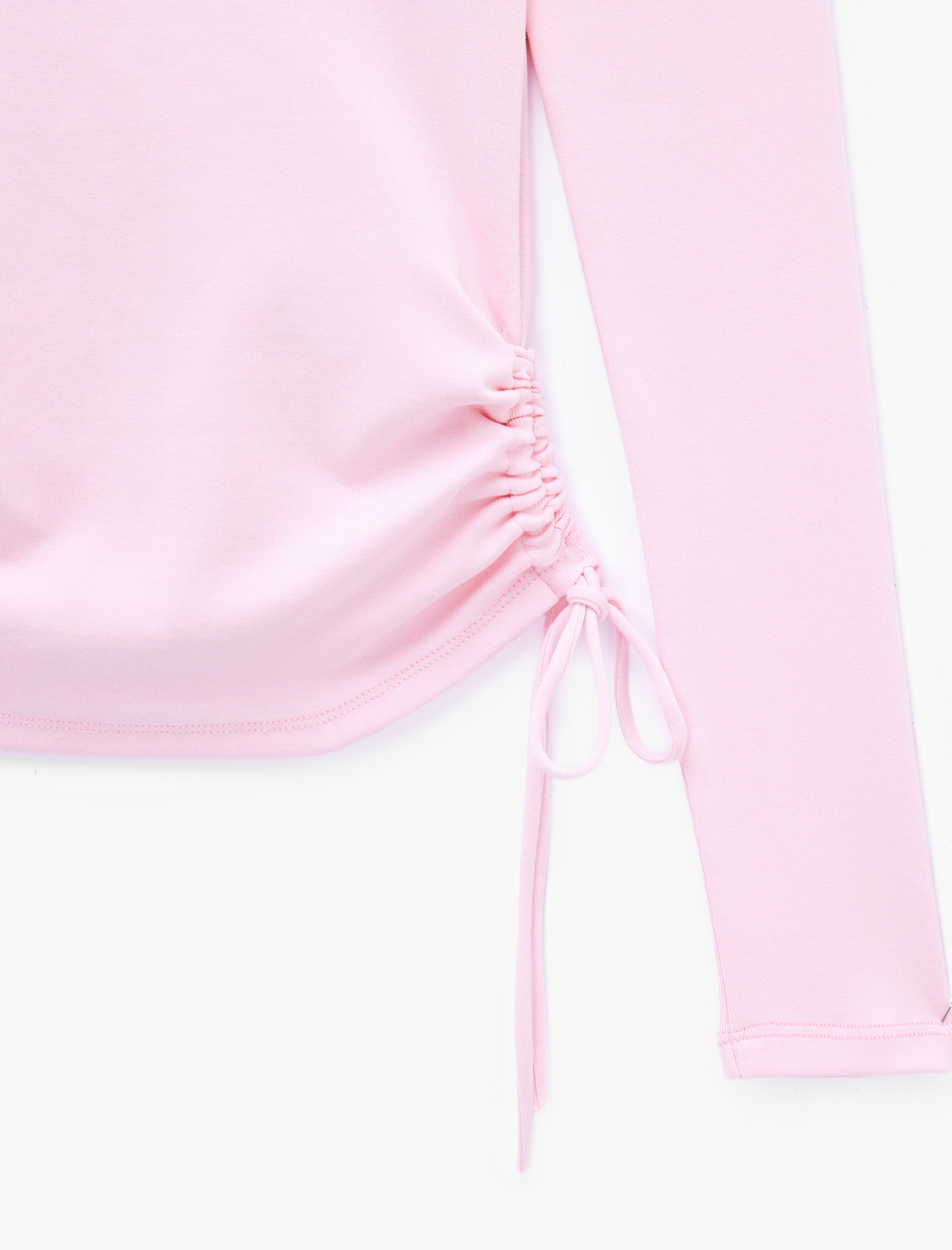   Pamuklu Büzgülü Slim Fit Uzun Kollu Halter Yaka İkili Tişört