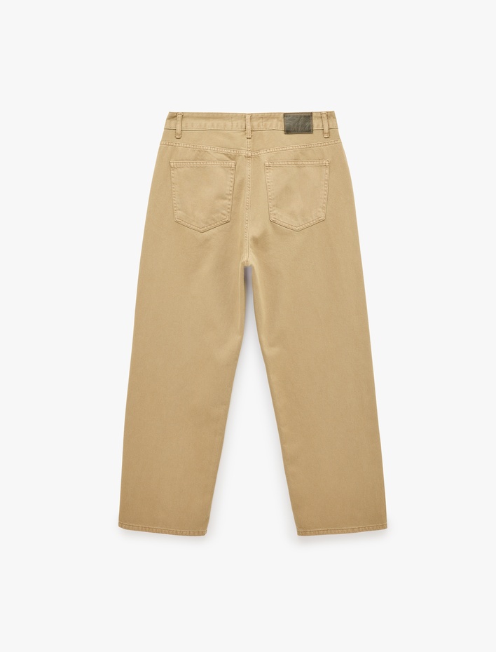 Pamuklu Normal Bel Bol Cepli Baggy Jean Pantolon