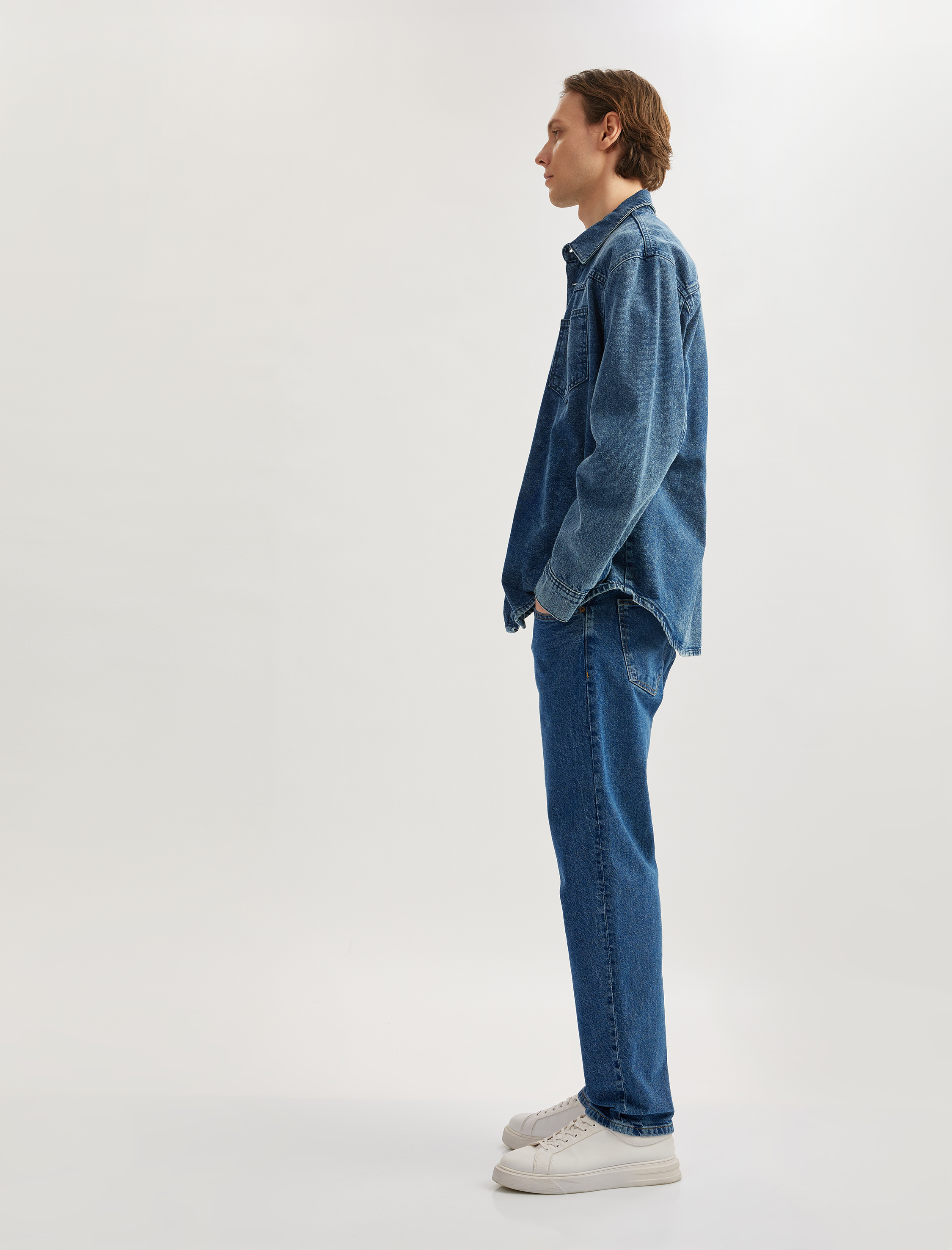   Normal Bel Pamuklu Vintage Straight Jean Pantolon