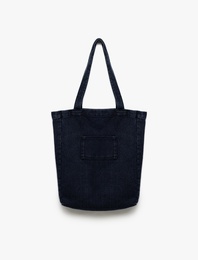 Cep Detaylı Saplı Denim Tote Çanta