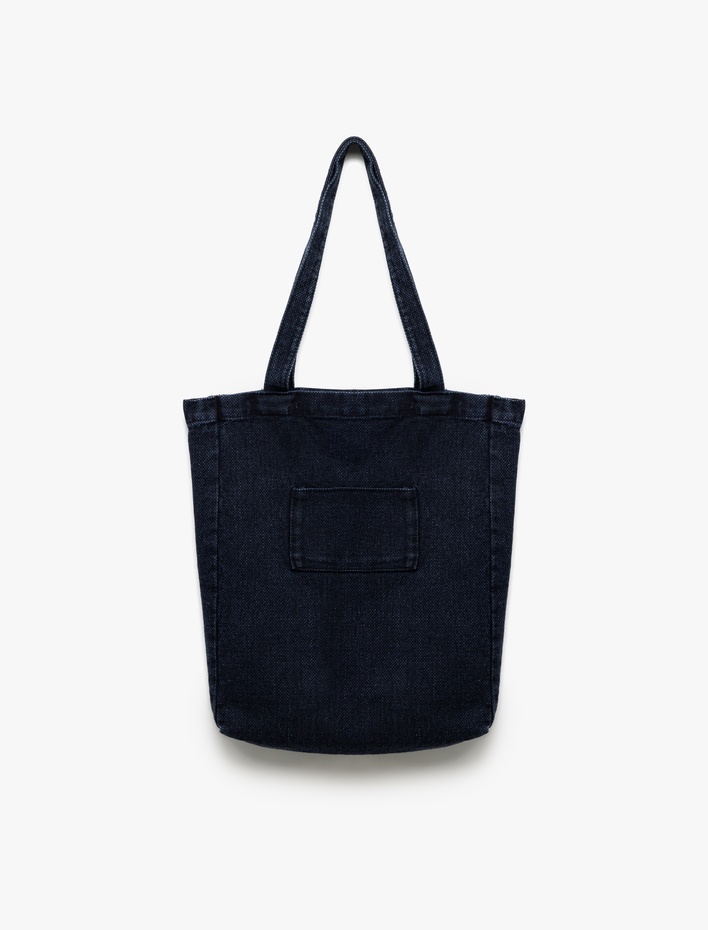 Kadın Cep Detaylı Saplı Denim Tote Çanta
