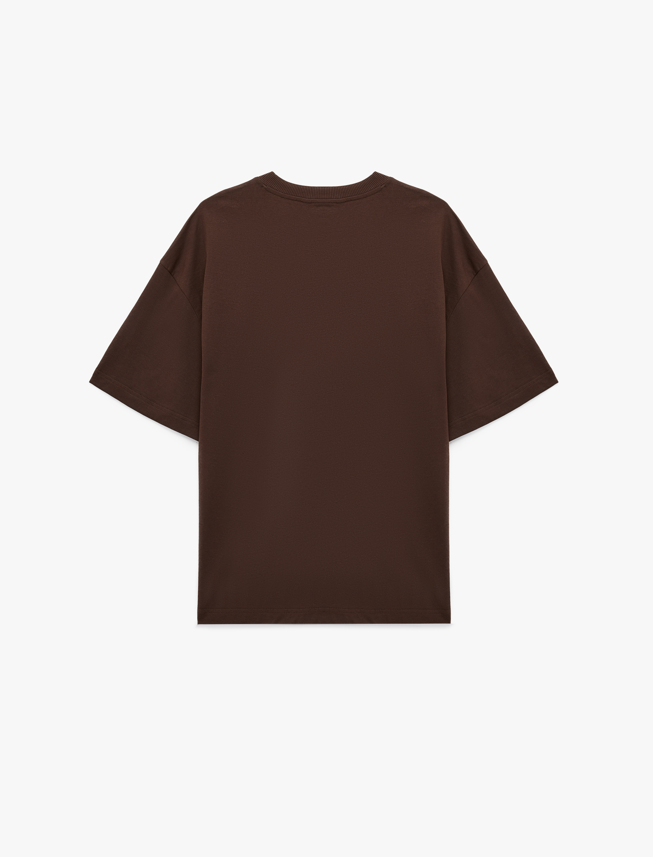   Pamuklu Kısa Kollu Bisiklet Yaka Basic Oversize Tişört