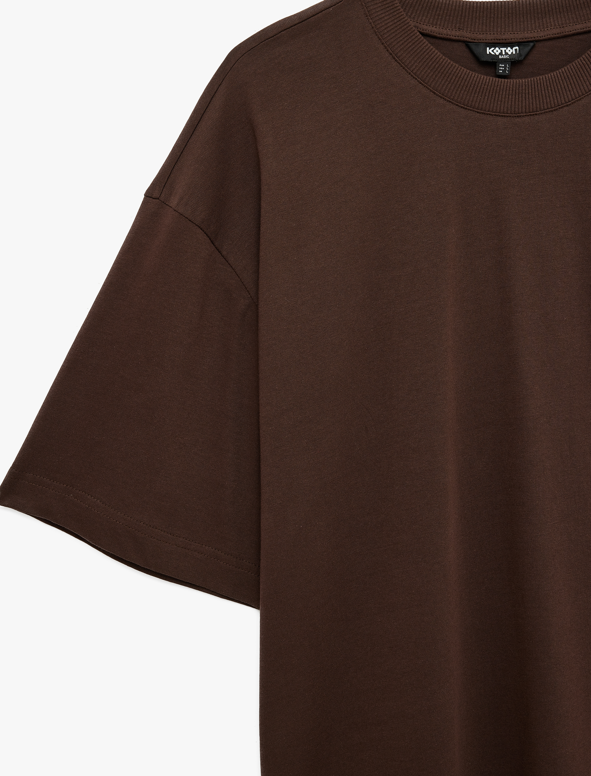   Pamuklu Kısa Kollu Bisiklet Yaka Basic Oversize Tişört