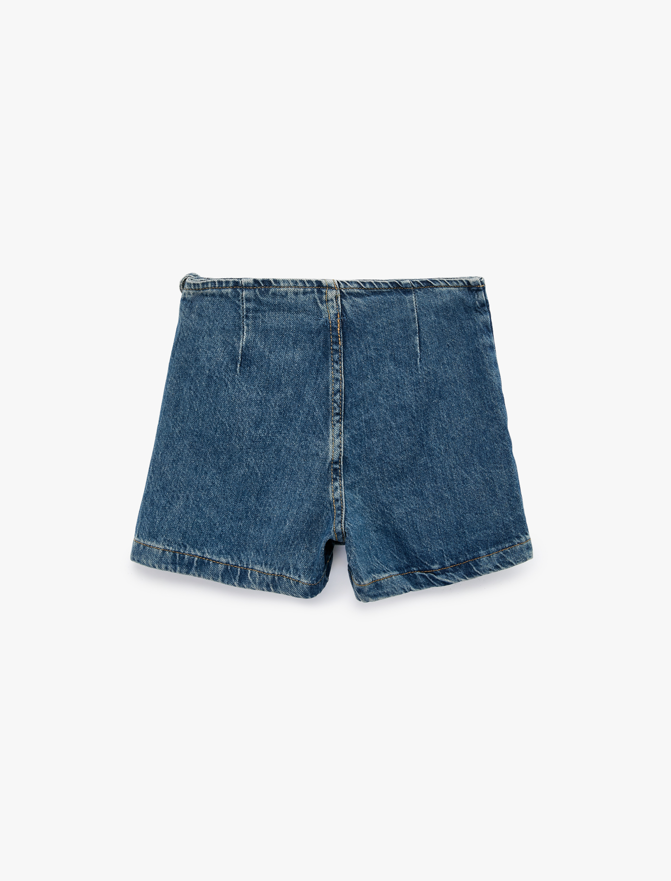  Kız Çocuk Pamuklu Fermuar Detaylı Denim Şort Etek