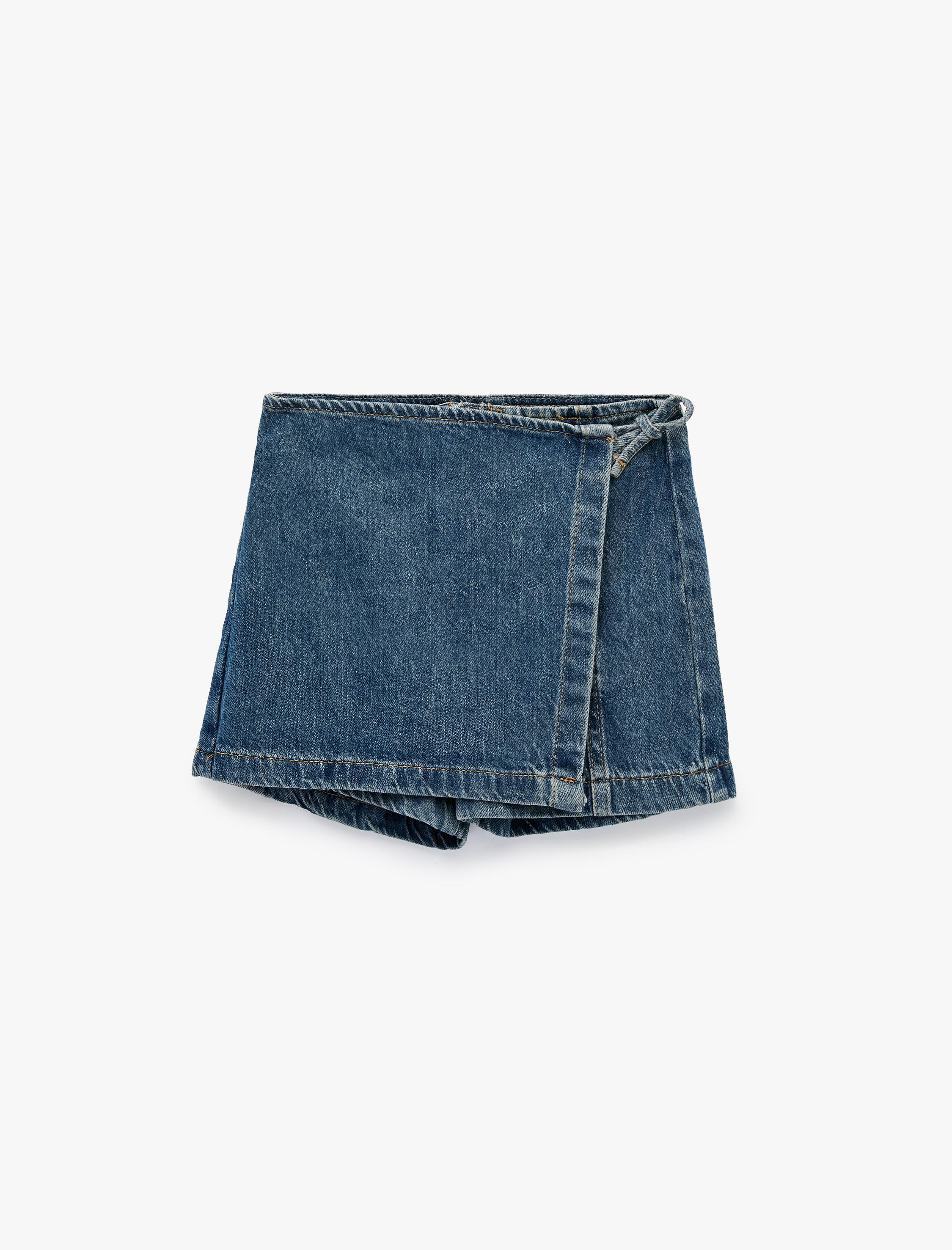  Kız Çocuk Pamuklu Fermuar Detaylı Denim Şort Etek