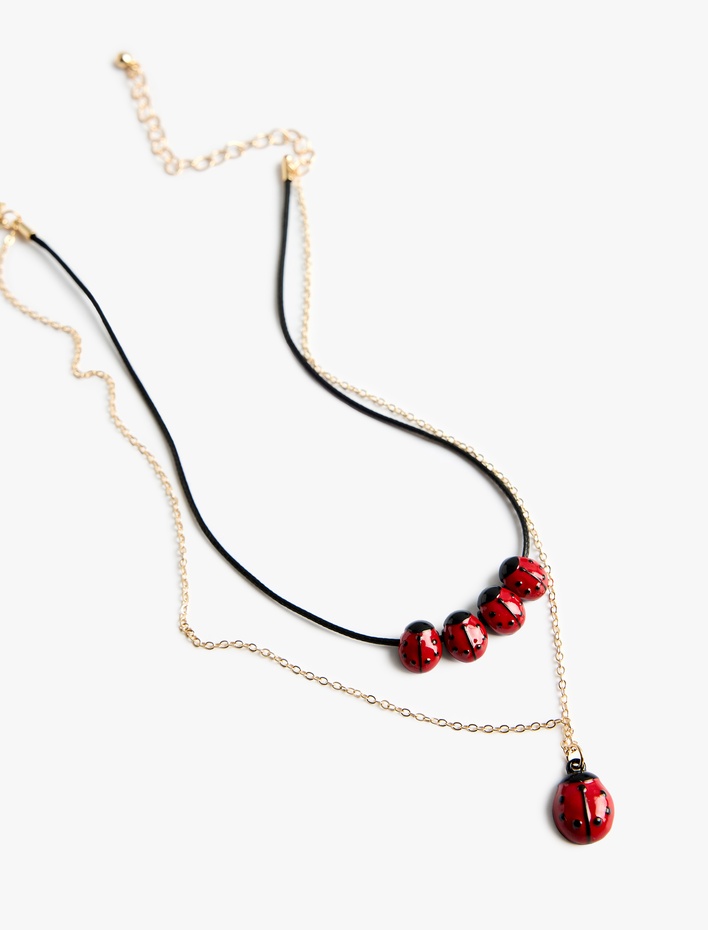 Kadın Çoklu Çelik Karışımlı Uğur Böceği Kolye