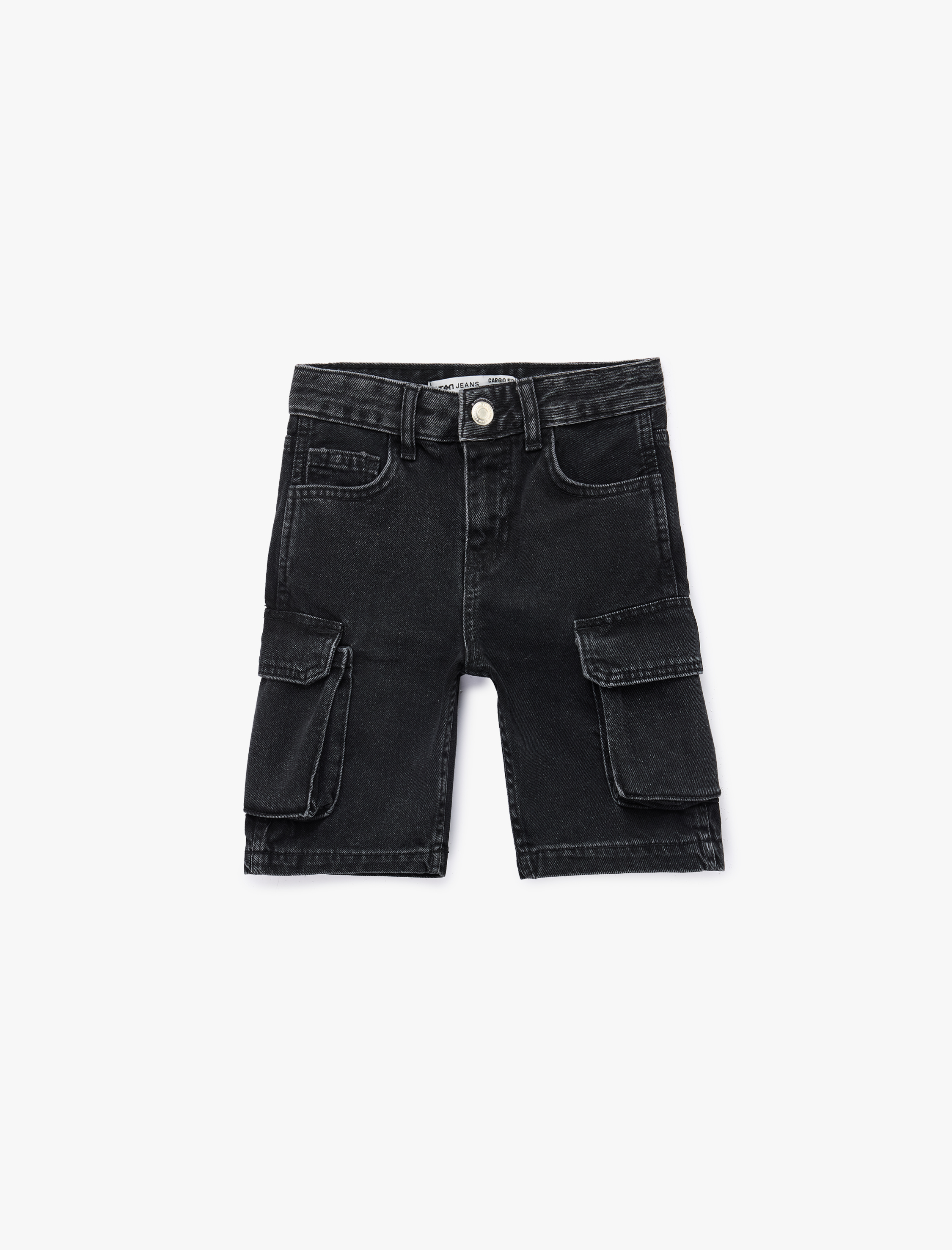  Erkek Çocuk Kapaklı Cep Detaylı Pamuklu Oversize Kargo Denim Şort