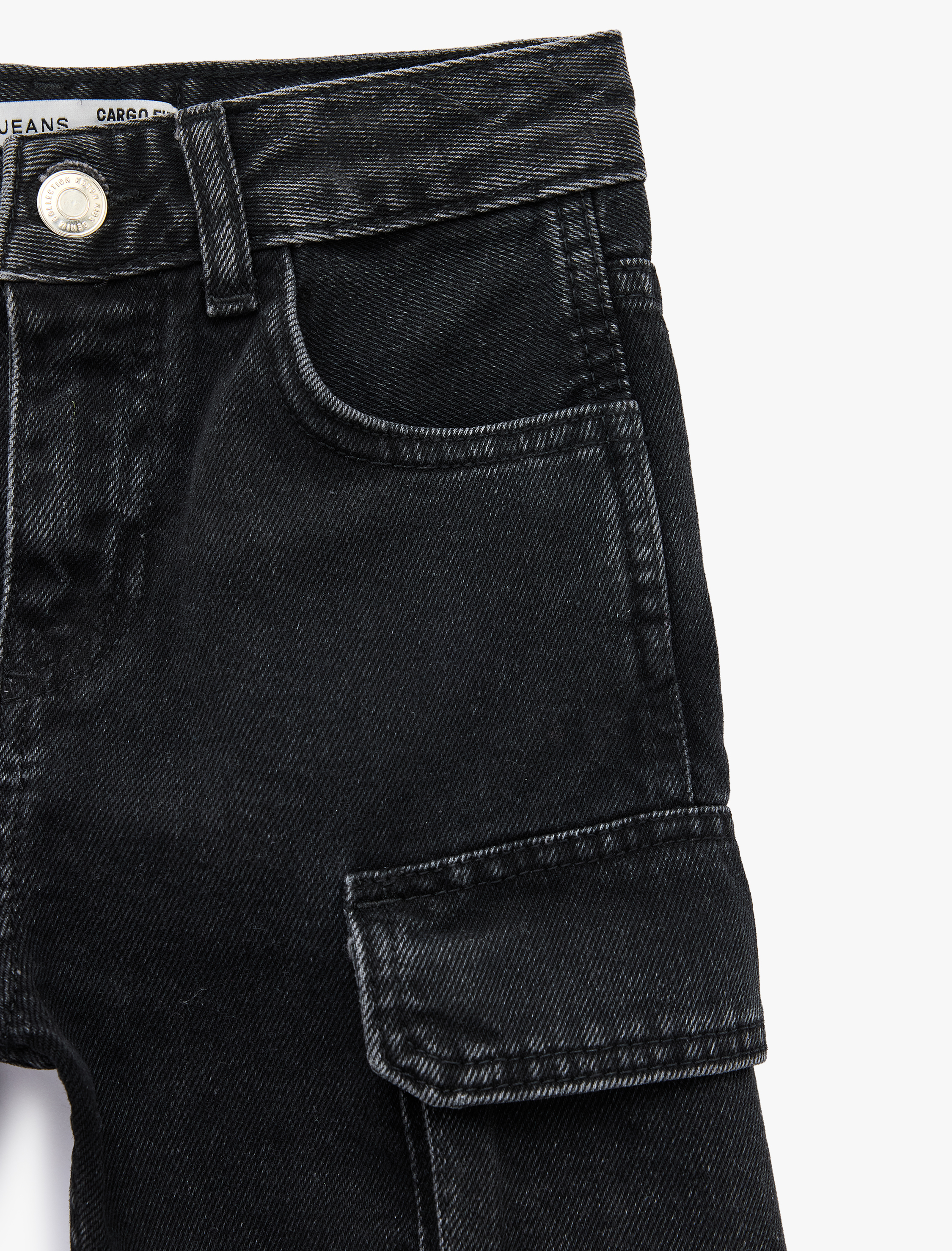  Erkek Çocuk Kapaklı Cep Detaylı Pamuklu Oversize Kargo Denim Şort