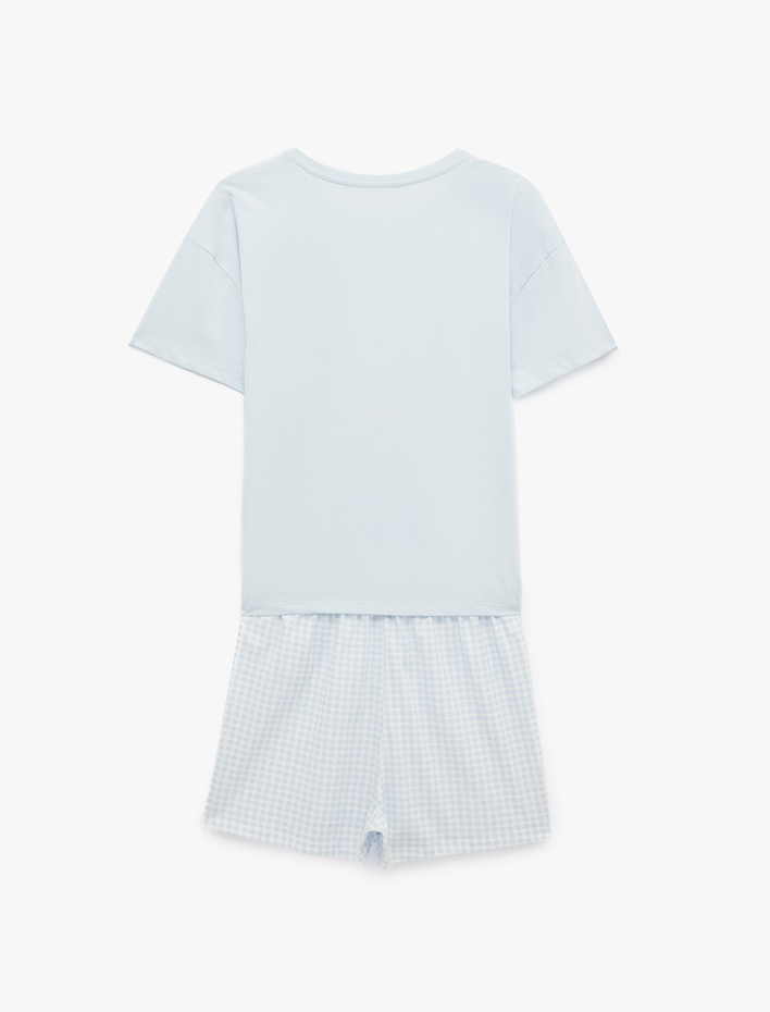  Baskılı Şortlu Pamuklu Pijama Takımı