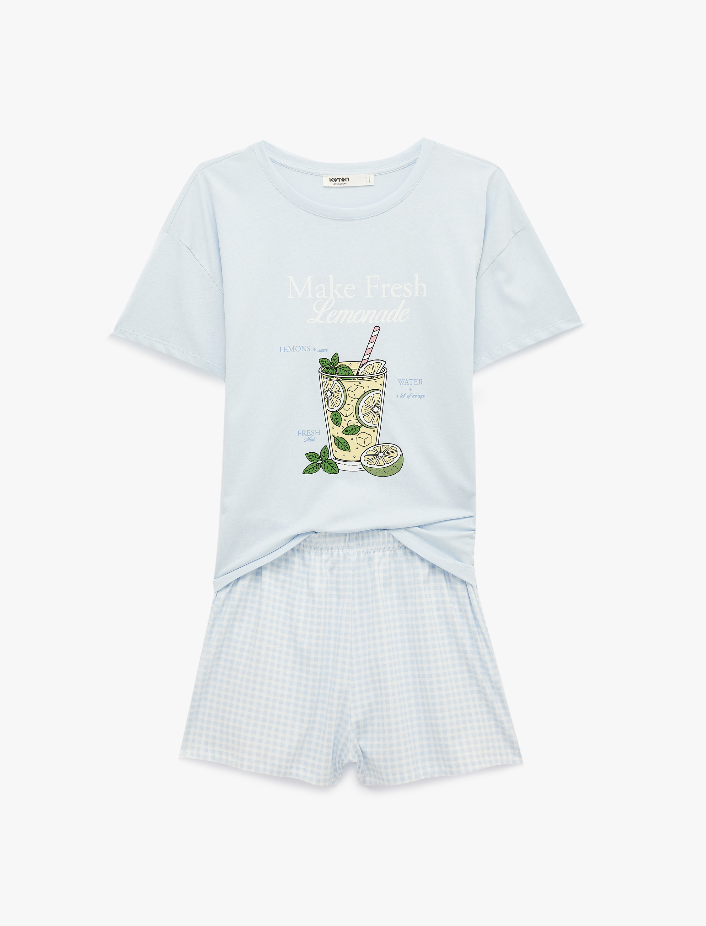   Baskılı Şortlu Pamuklu Pijama Takımı