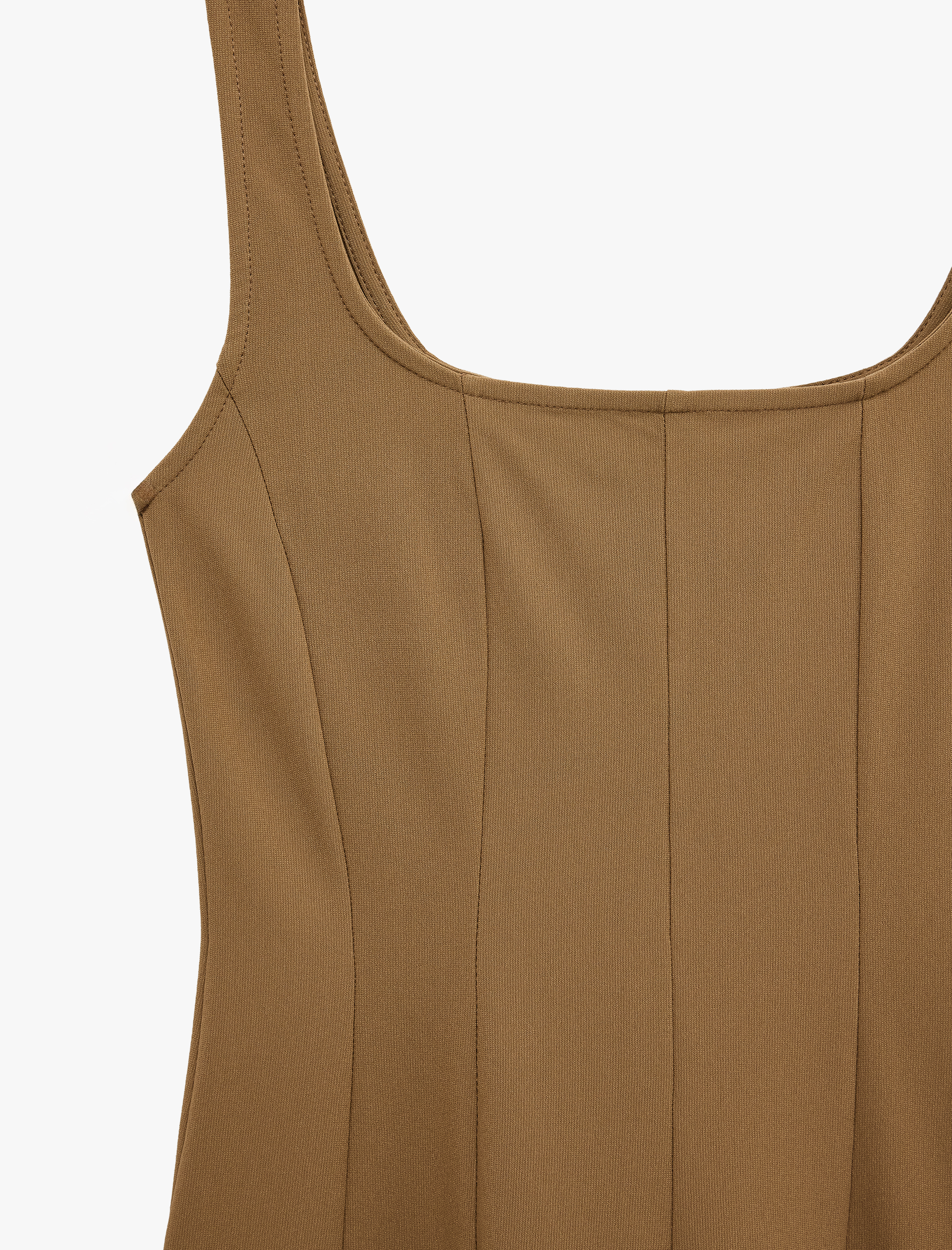   Slim Fit Kare Yaka Kalın Askılı Kloş Mini Elbise