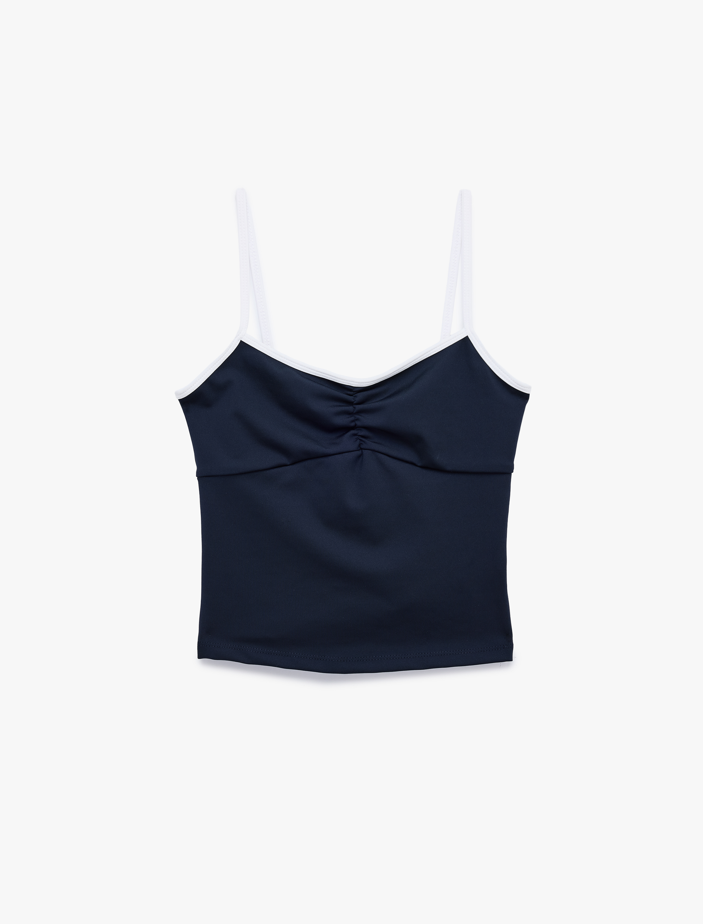   Slim Fit İp Askılı Büzgülü Spor Bluz