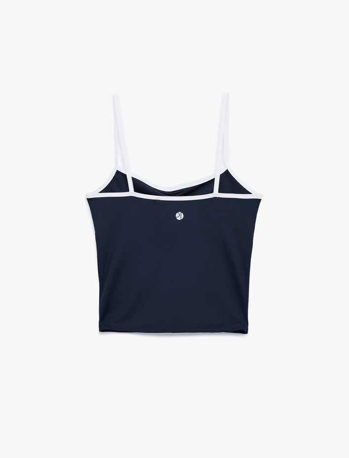  Slim Fit İp Askılı Büzgülü Spor Bluz