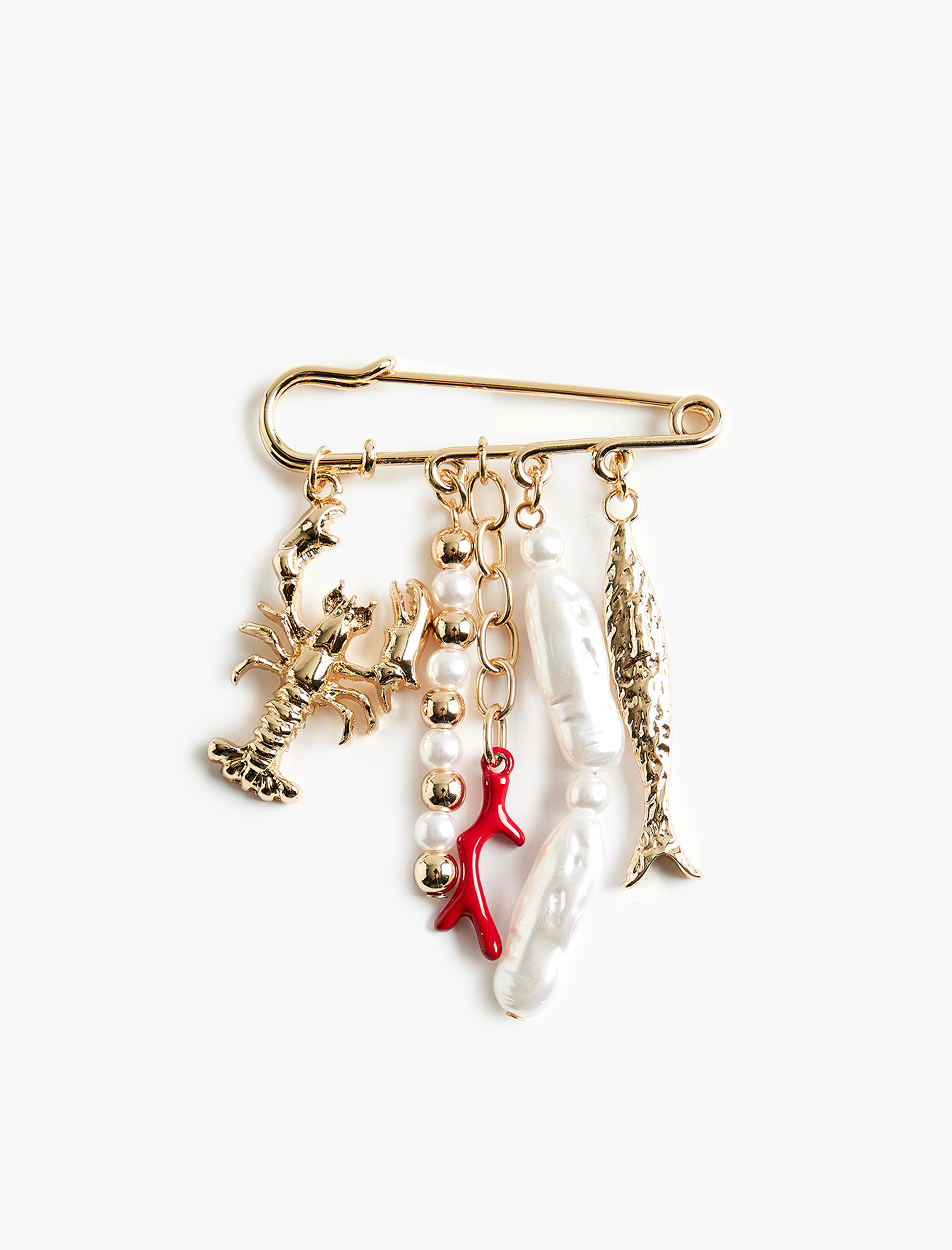  Kadın Deniz Temalı Metal Charm Detaylı İğne Broş