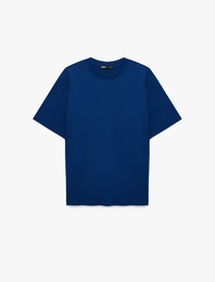 Kısa Kollu Bisiklet Yaka Pamuklu Basic Oversize Tişört