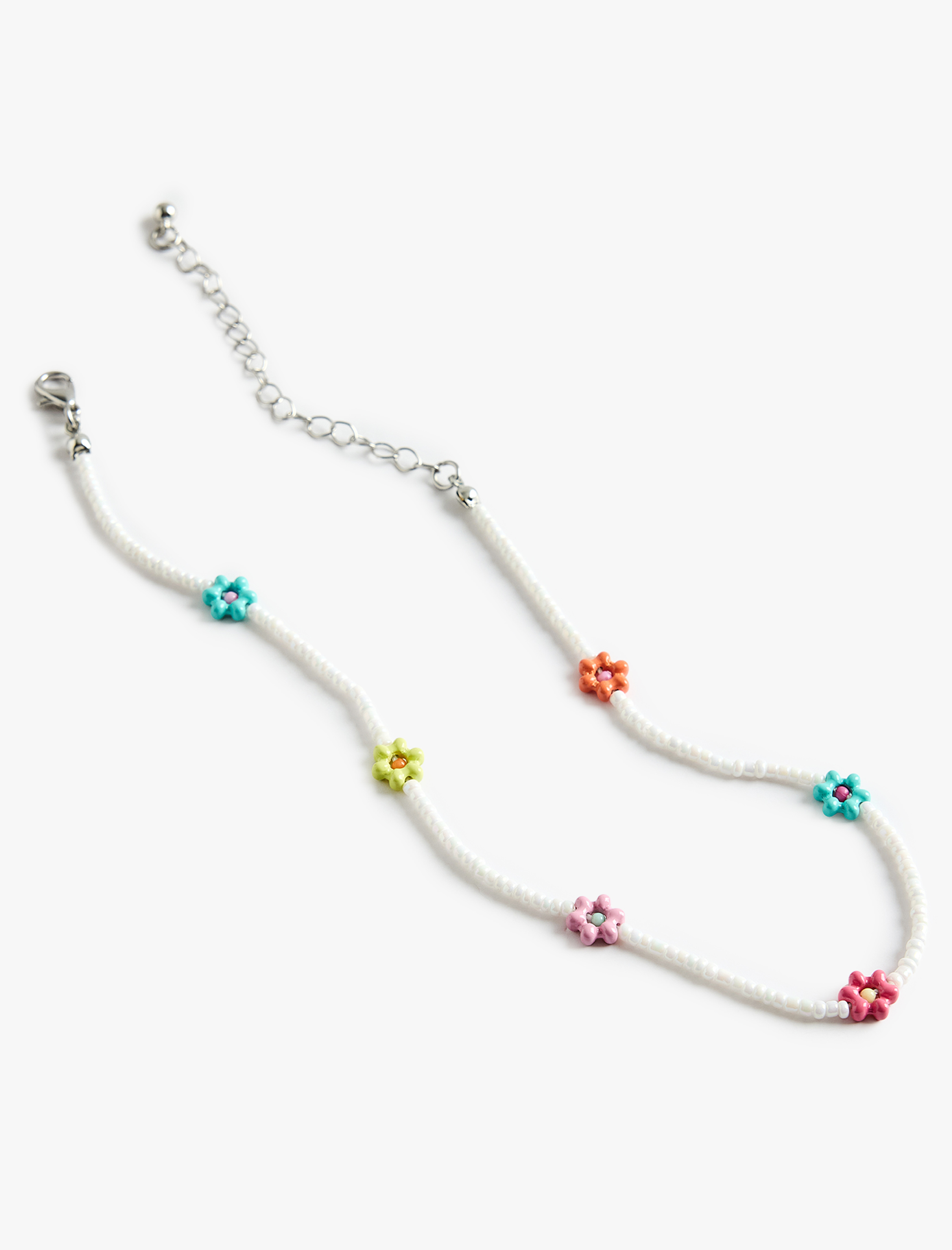  Kadın Çelik Karışımlı Çok Renkli Boncuklu Çiçekli Choker Kolye