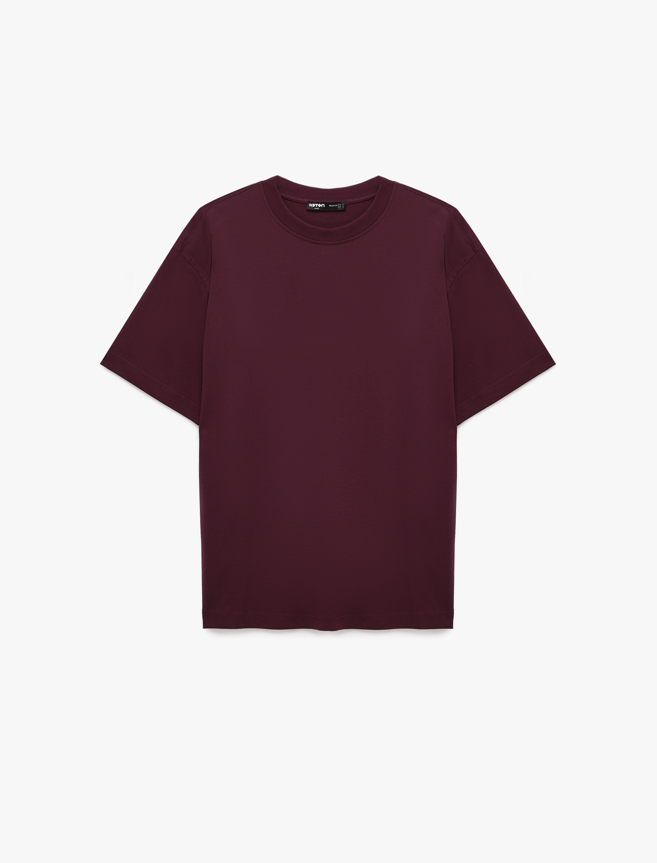   Kısa Kollu Bisiklet Yaka Pamuklu Basic Oversize Tişört
